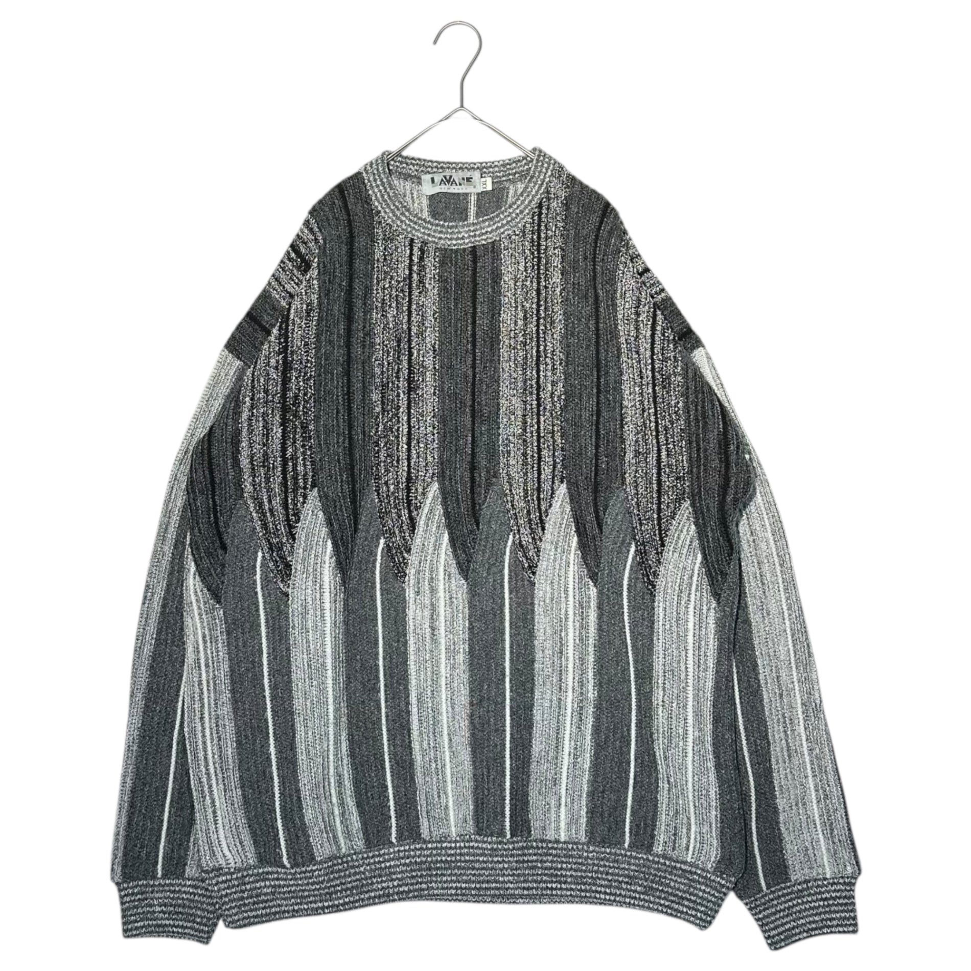LAVANE(ラヴァーン) 90's 3D knit クルーネック ニット XXL グレー 90年代