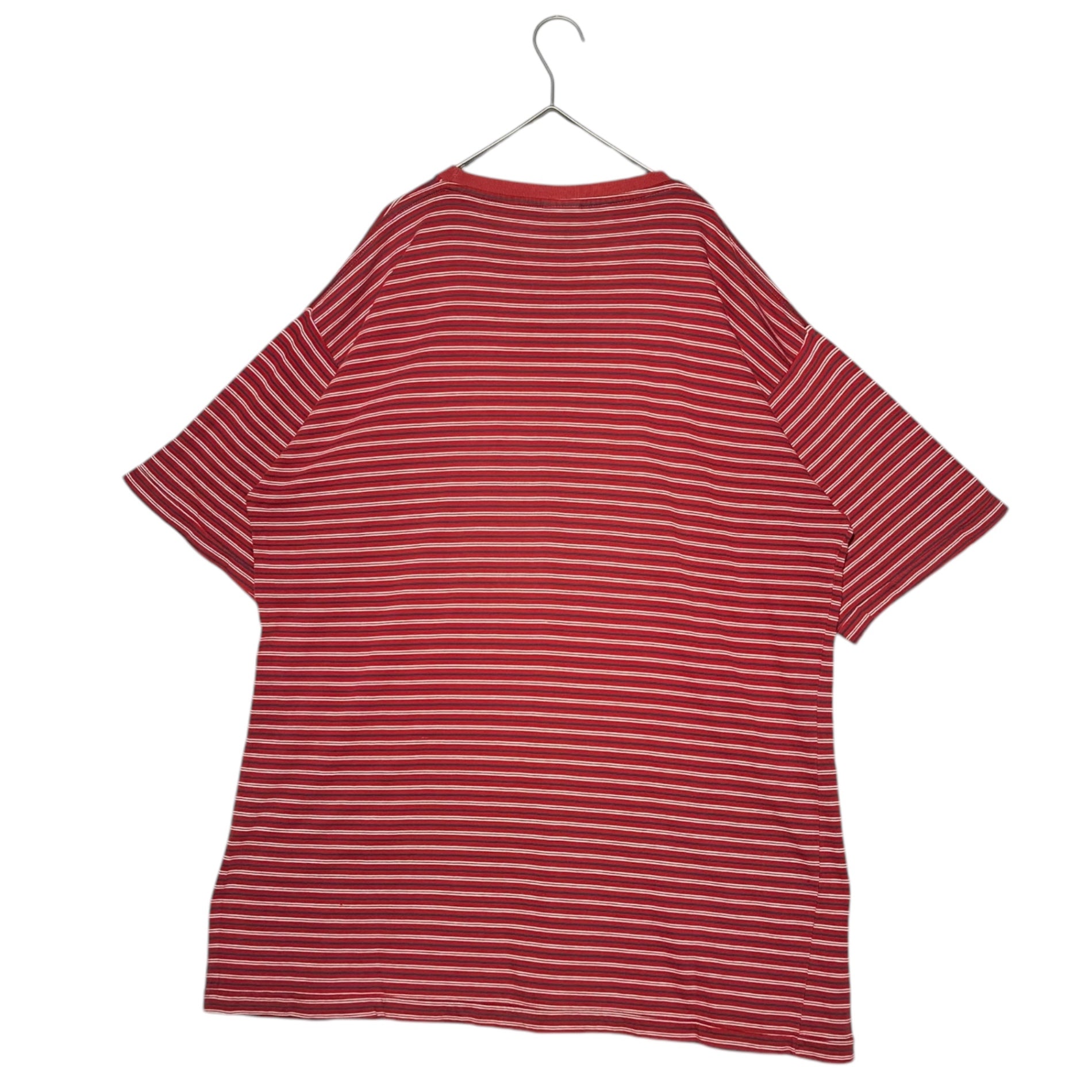 STUSSY(ステューシー) 90's USA made Striped pocket logo T-shirt ストライプ ポケット ロゴ Tシャツ L レッド 90年代 USA製 ヴィンテージ OLD ENJOY YOURSELF 白タグ