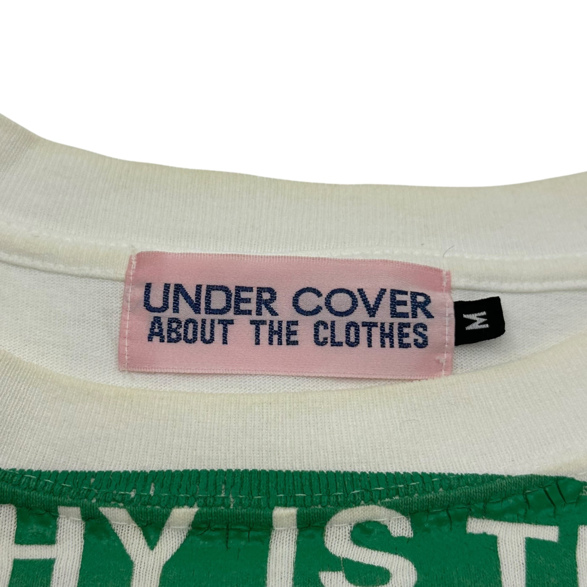 UNDERCOVER(アンダーカバー) 90's Pink Tag ANARCHY IS THE KEY Printed T-Shirt 90年代 ピンクタグ アナーキー イズ ザ キー プリント Tシャツ M ホワイト×グリーン ピンクタグ 初期 稀少品 Anarchy is the key about the music