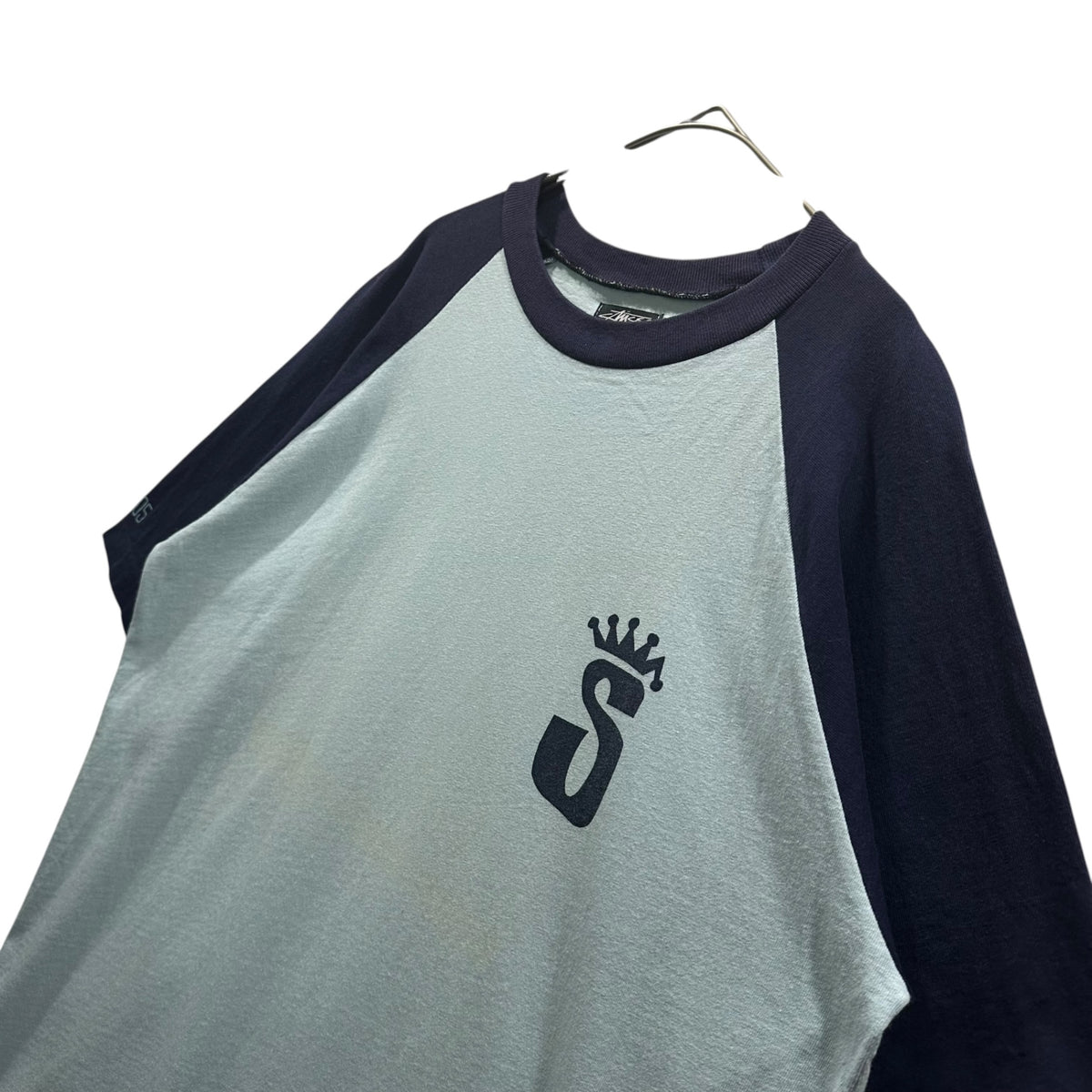 STUSSY(ステューシー) 2005 XXV WORLD TOUR S/S RAGLAN TEE ワールドツアー 半袖 ラグラン Tシャツ L スカイブルー×ネイビー 00's ロゴ
