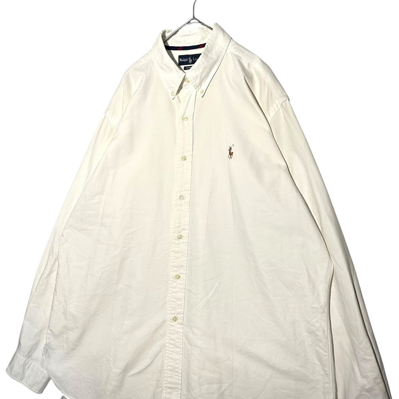 RALPH LAUREN(ラルフローレン) CLASSIC FIT Pony Logo BD L/S Shirt ポニー ロゴ ビッグサイズ 長袖 シャツ XL ホワイト