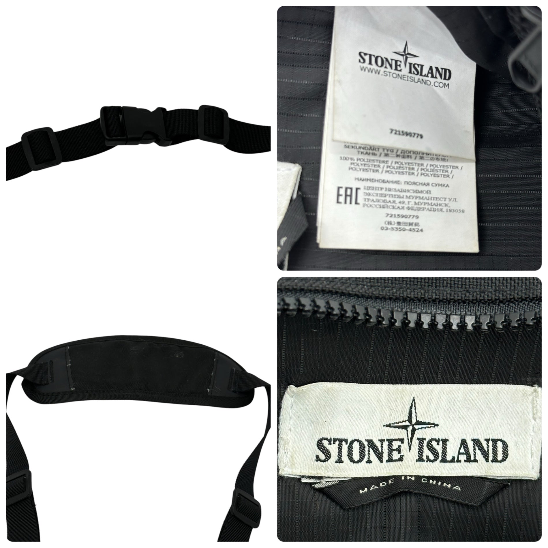 STONE ISLAND(ストーンアイランド) 20SS Logo 2WAY Reps Bag ロゴ レップス バッグ ショルダー 721590779 FREE ブラック