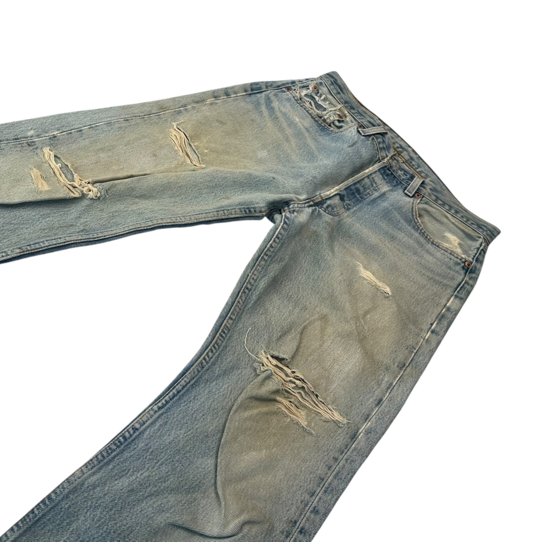 Levi's(リーバイス) 90's 501XX Crash Denim Pants クラッシュ デニム パンツ 501-0000 W33 L36 ライトインディゴ 1999年5月製造 90年代 ヴィンテージ ダメージ