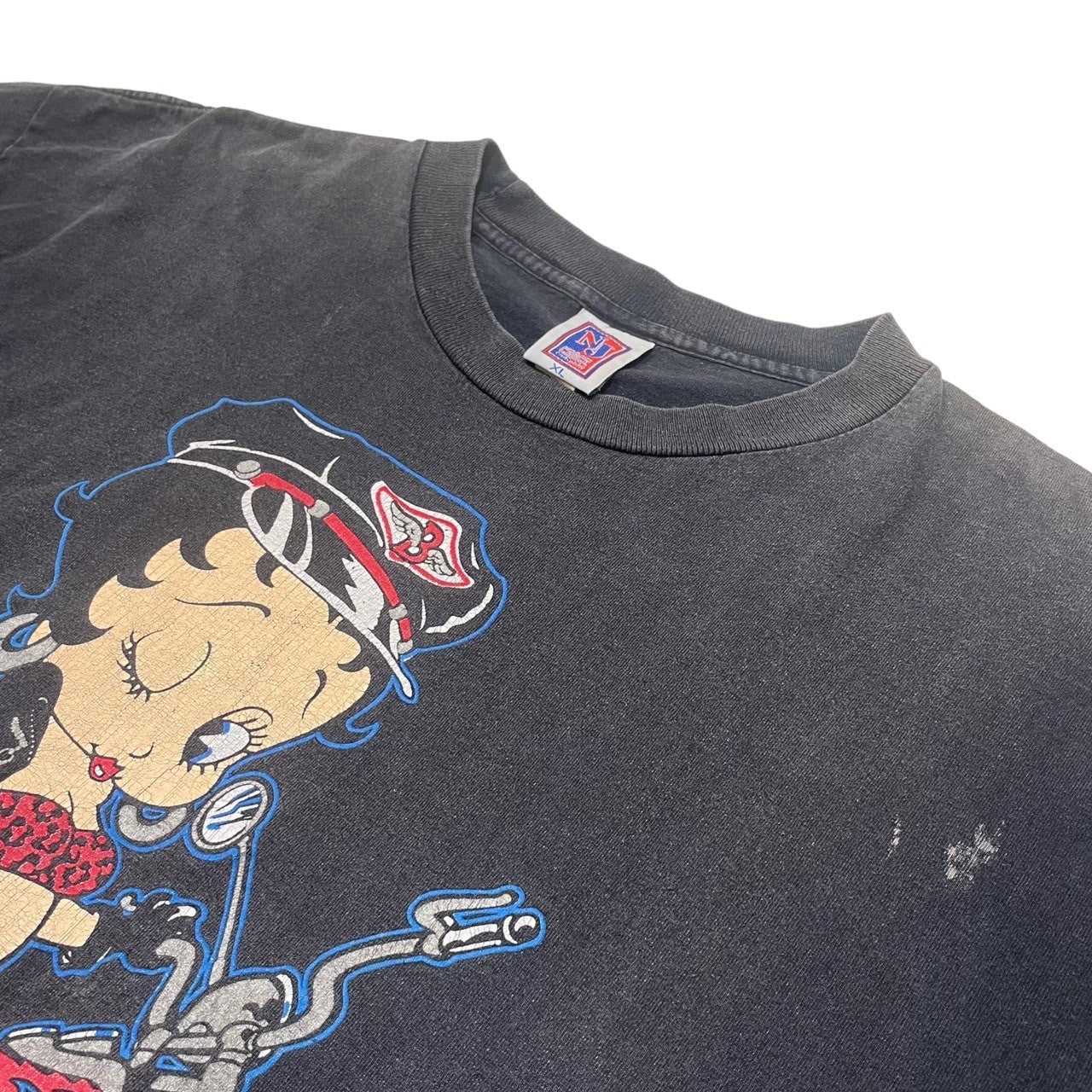 VINTAGE(ヴィンテージ) 1992©”BETTY BOOP”Motorcycle T-shirt/ヴィンテージTシャツ/バイク/ベティーちゃん XL ブラック CROCE COMPONYボディ/TM&©1992K.F.S