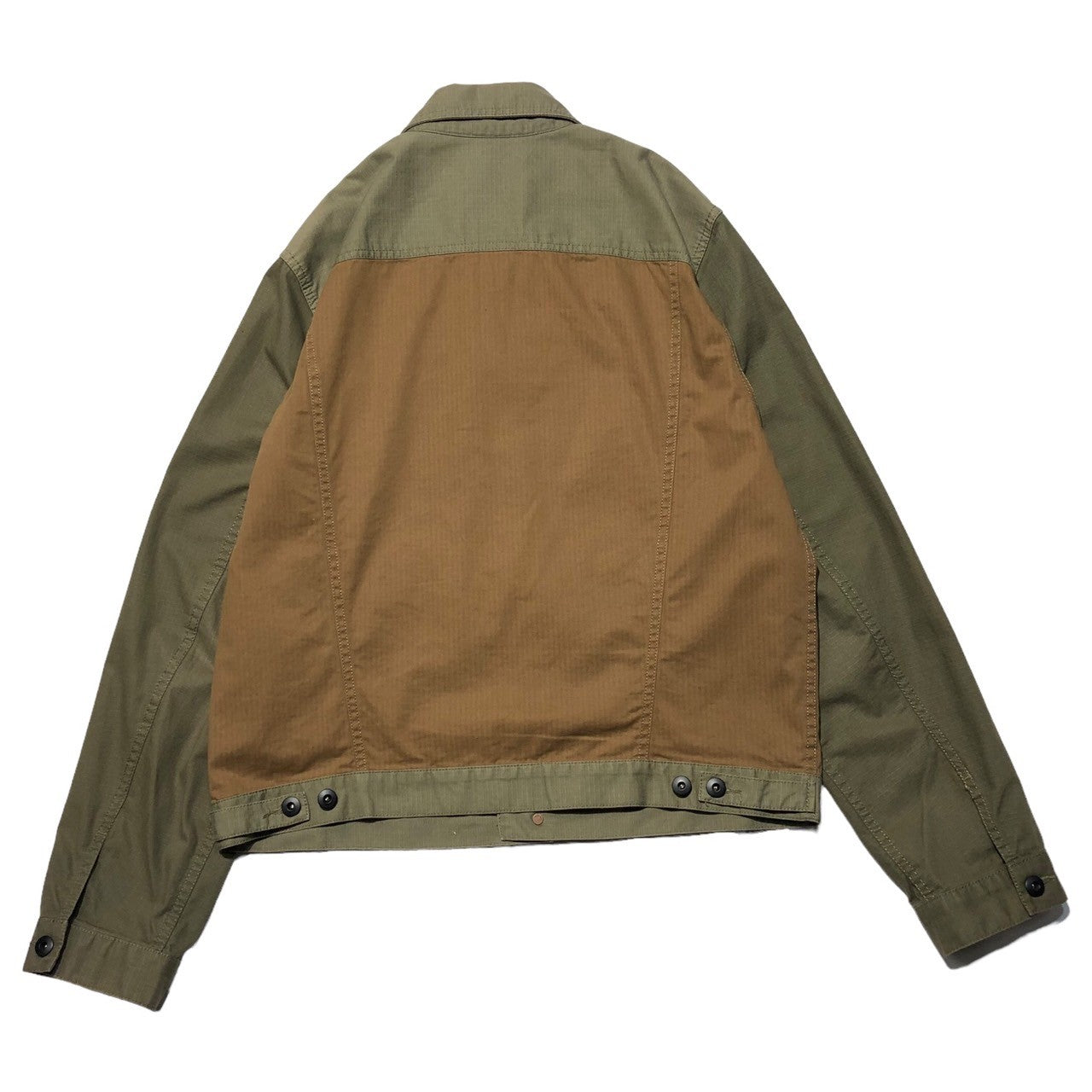 DIESEL(ディーゼル) bicolor trucker jacket バイカラー トラッカージャケット L カーキ×ベージュ