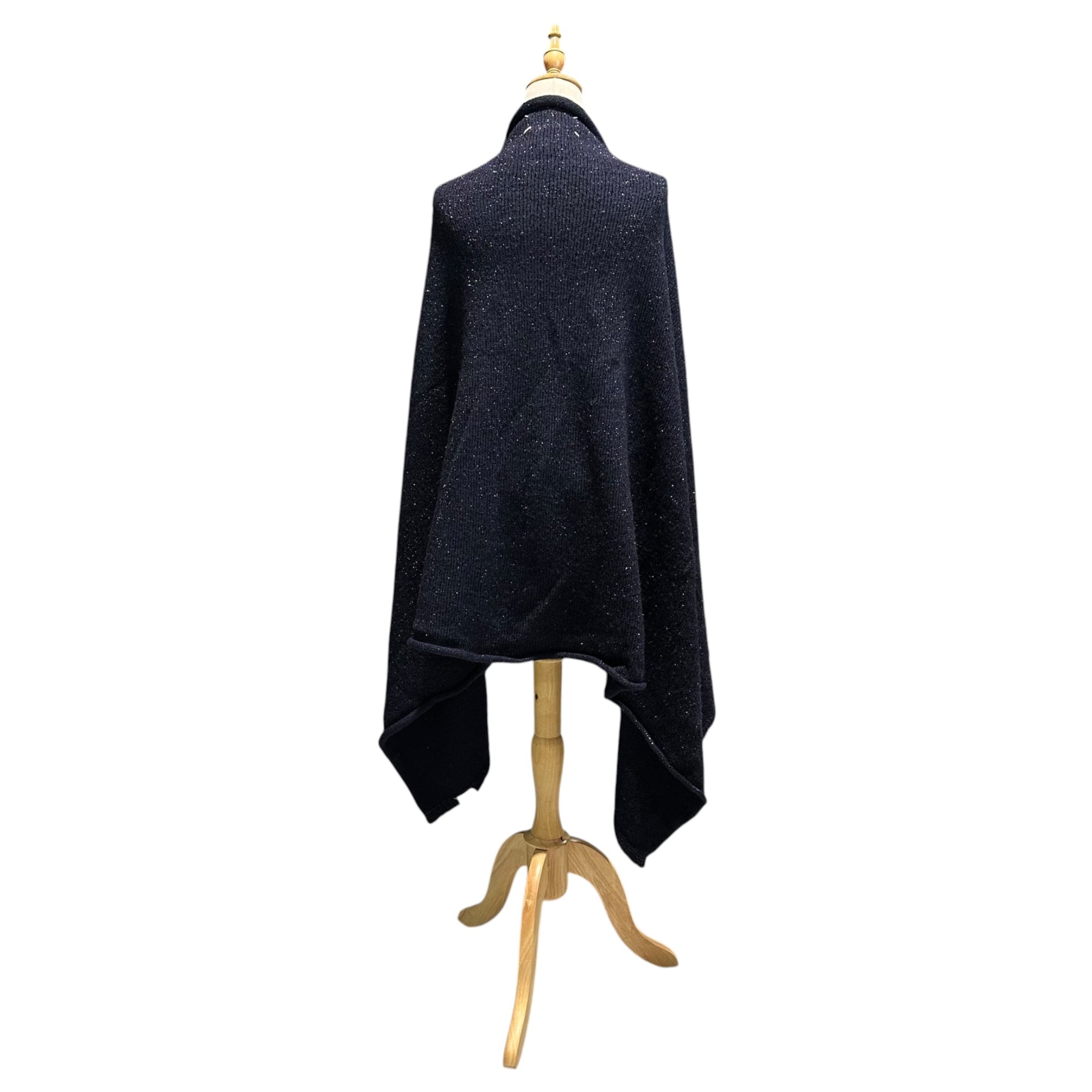 Maison Martin Margiela(メゾン マルタンマルジェラ) 1999AW By Miss Deanna Wool Lame Knit Cape ミスディアナ ウール ラメ ニット ケープ 333-07102 FREE ネイビー 90's 90年代 アーカイブ 本人期 ポンチョ 白タグ