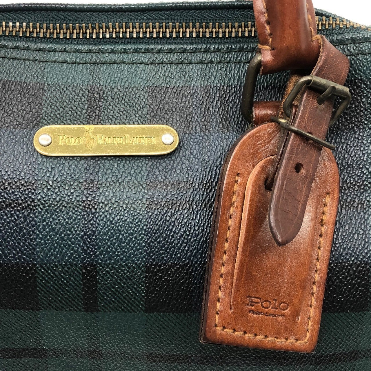 POLO RALPH LAUREN(ポロラルフローレン) old check mini boston bag オールド チェック ミニボストン バッグ グリーン