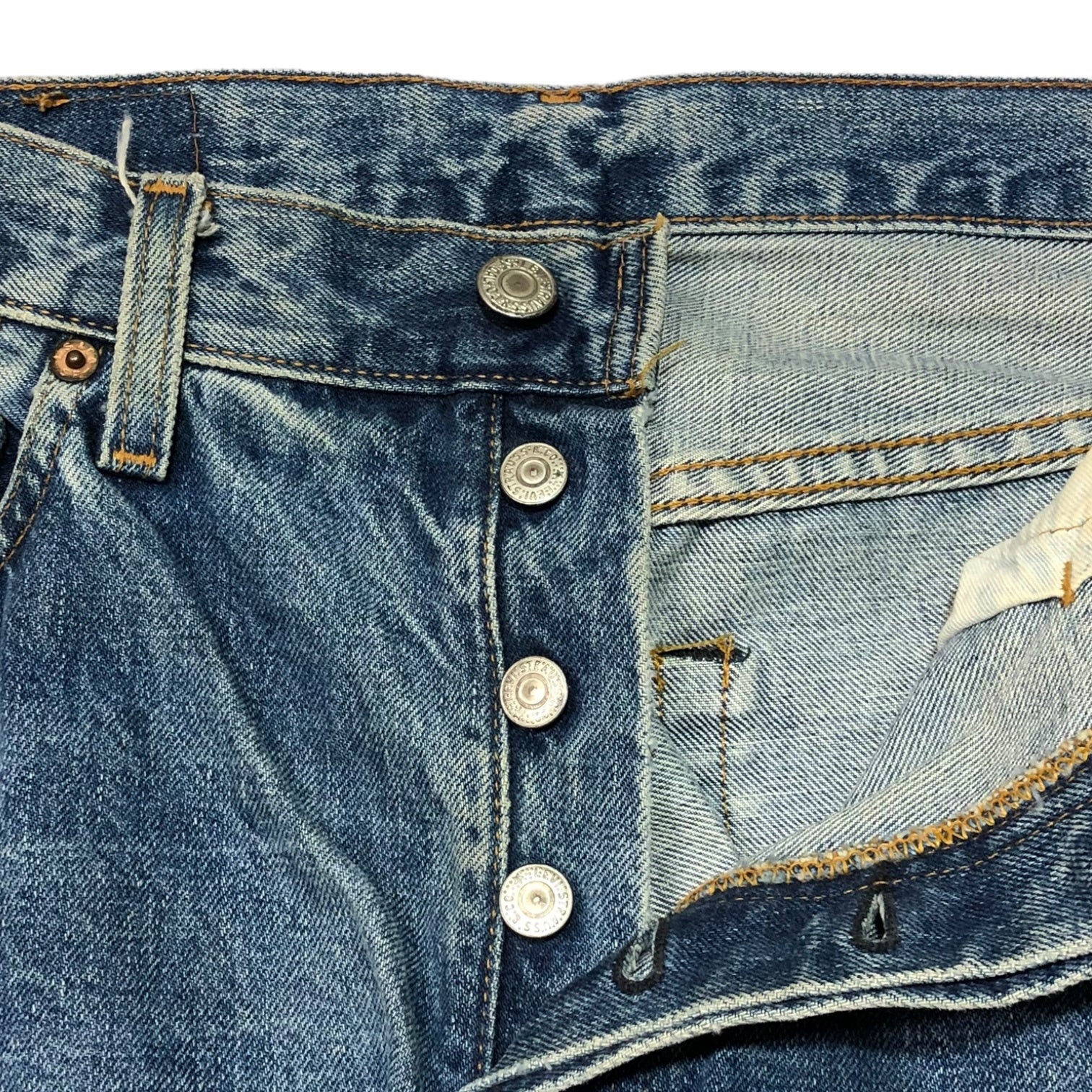 Levi's(リーバイス) 90's 501 straight denim pants ヴィンテージ セルビッチ ストレート デニム パンツ ジーンズ 555-0294 W31 インディゴ USA製 裏ボタン555 バレンシア工場 赤耳