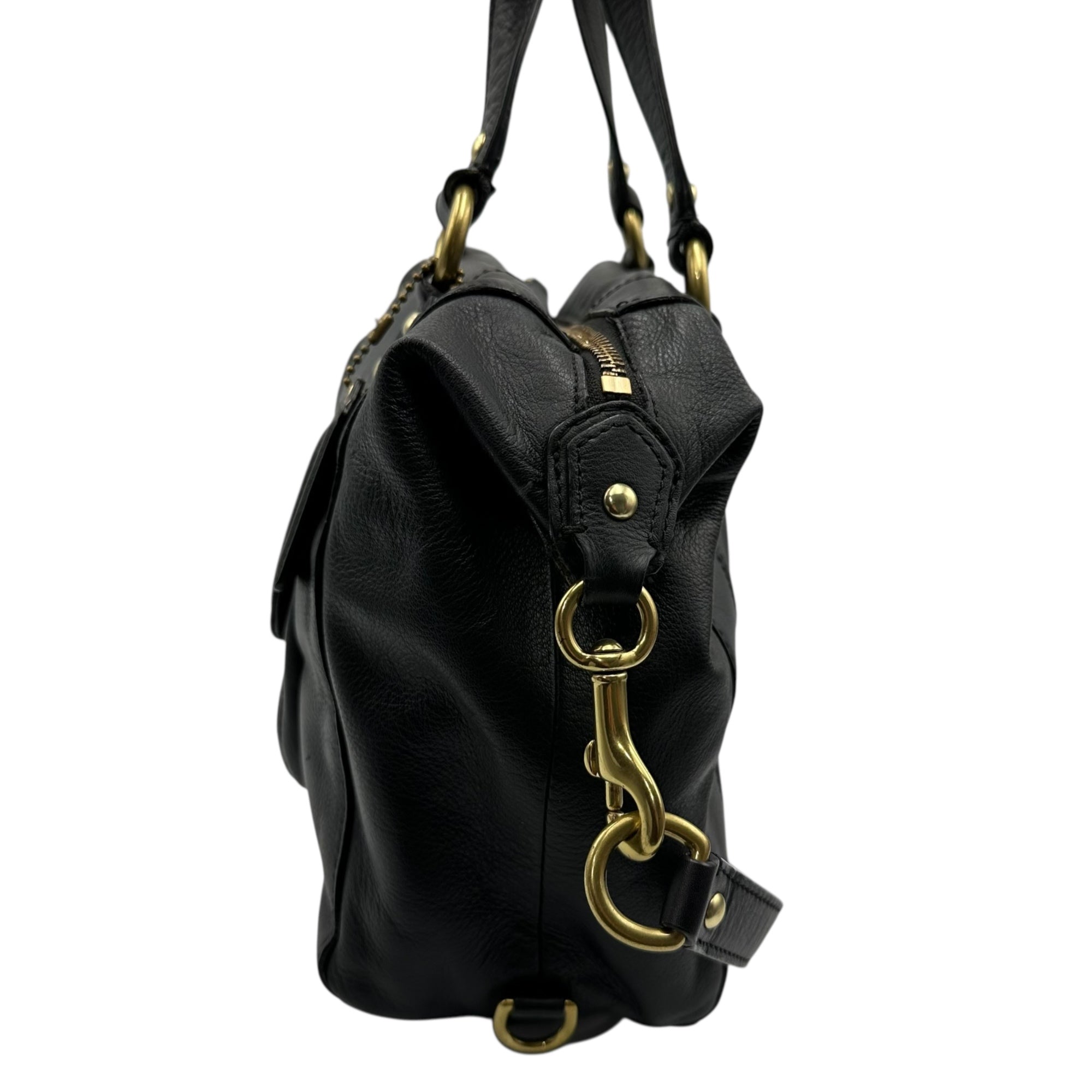 COACH(コーチ) Campbell Satchel Leather 2WAY Shoulder Bag キャンベル サッチェル レザー 2WAY ショルダー バッグ F24690 ブラック ハンド