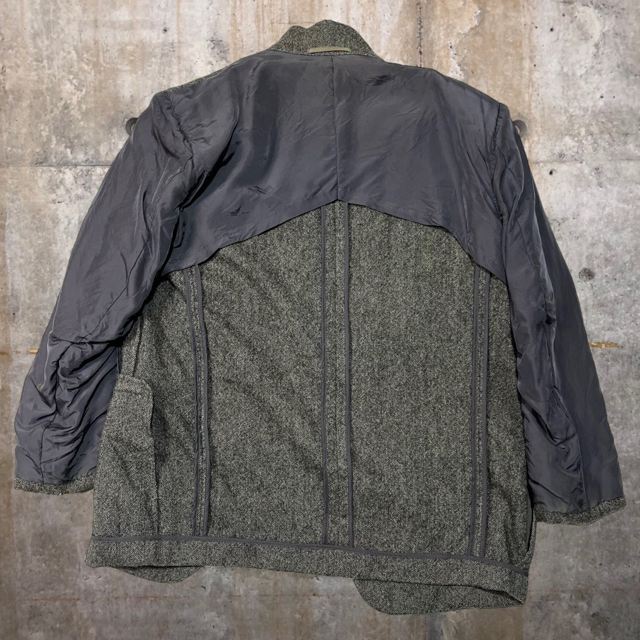 COMME des GARCONS HOMME(コムデギャルソンオム) 80'sウールテーラードジャケット HI-05017 S グレー インサイドアウト デカオム 川久保玲 本人期