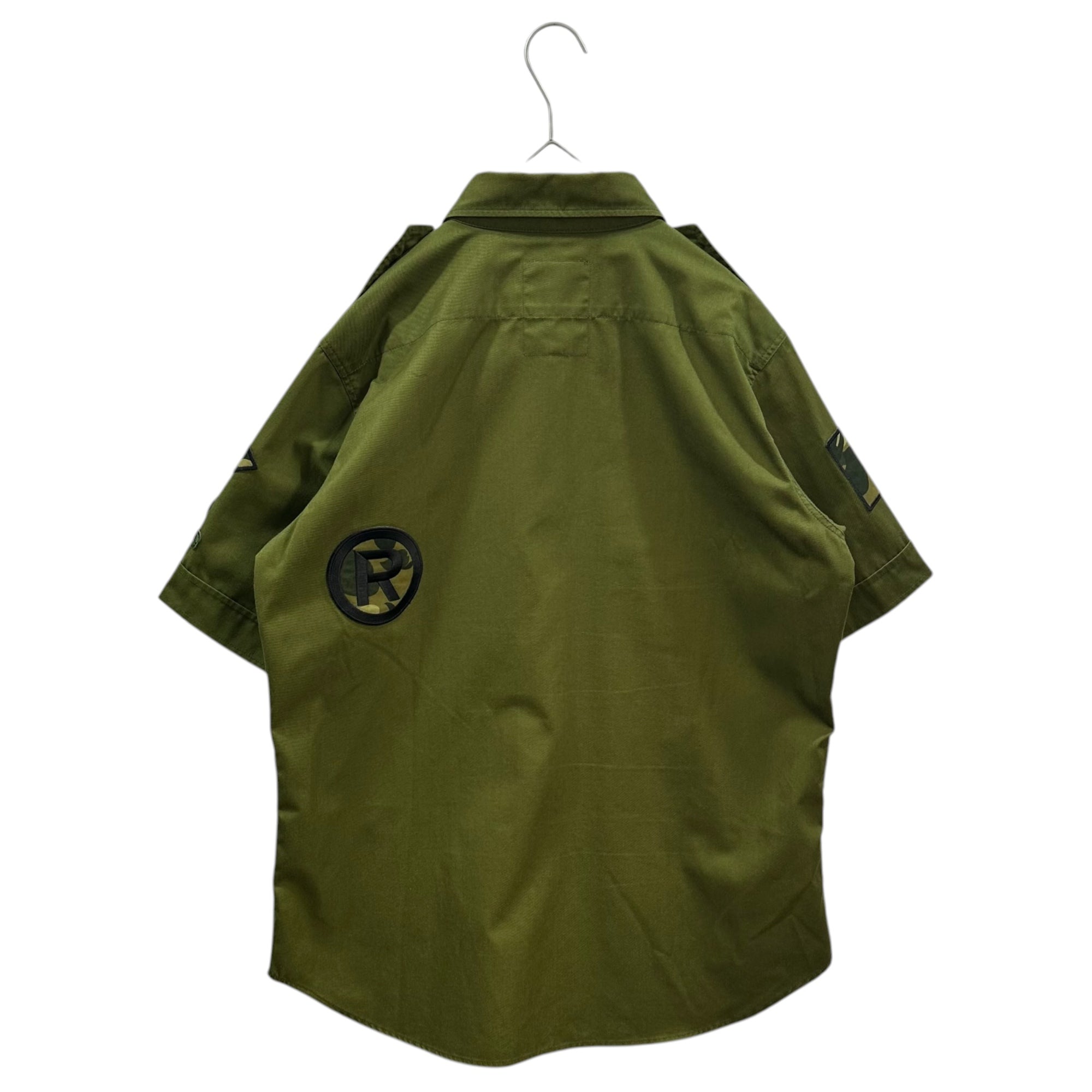 A BATHING APE(アベイシングエイプ) 00's FELLOWSHIP BAPE CAMP BOY SCOUT SHIRT ワッペン 半袖 ボーイ スカウト シャツ M オリーブ