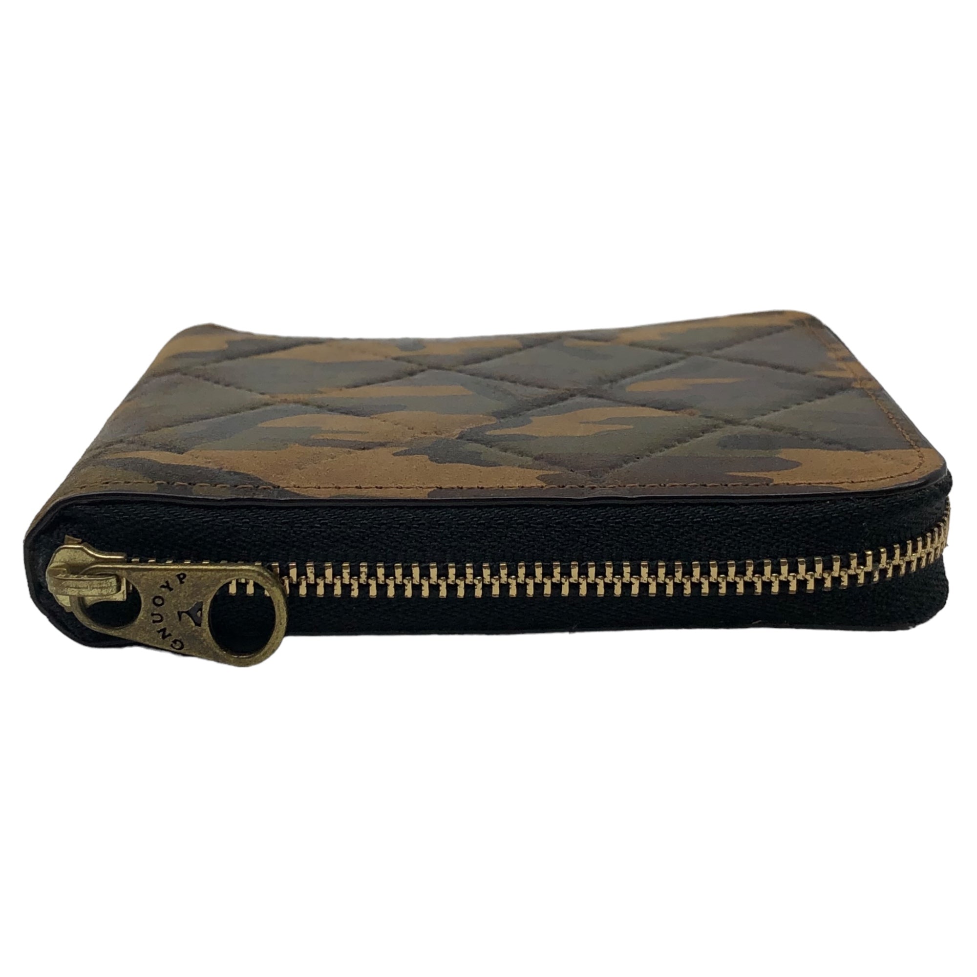 GNUOYP(ニュピ) Round zipper camouflage quilted wallet ラウンドファスナー カモフラ コンパクト ウォレット カーキ 2つ折り 財布