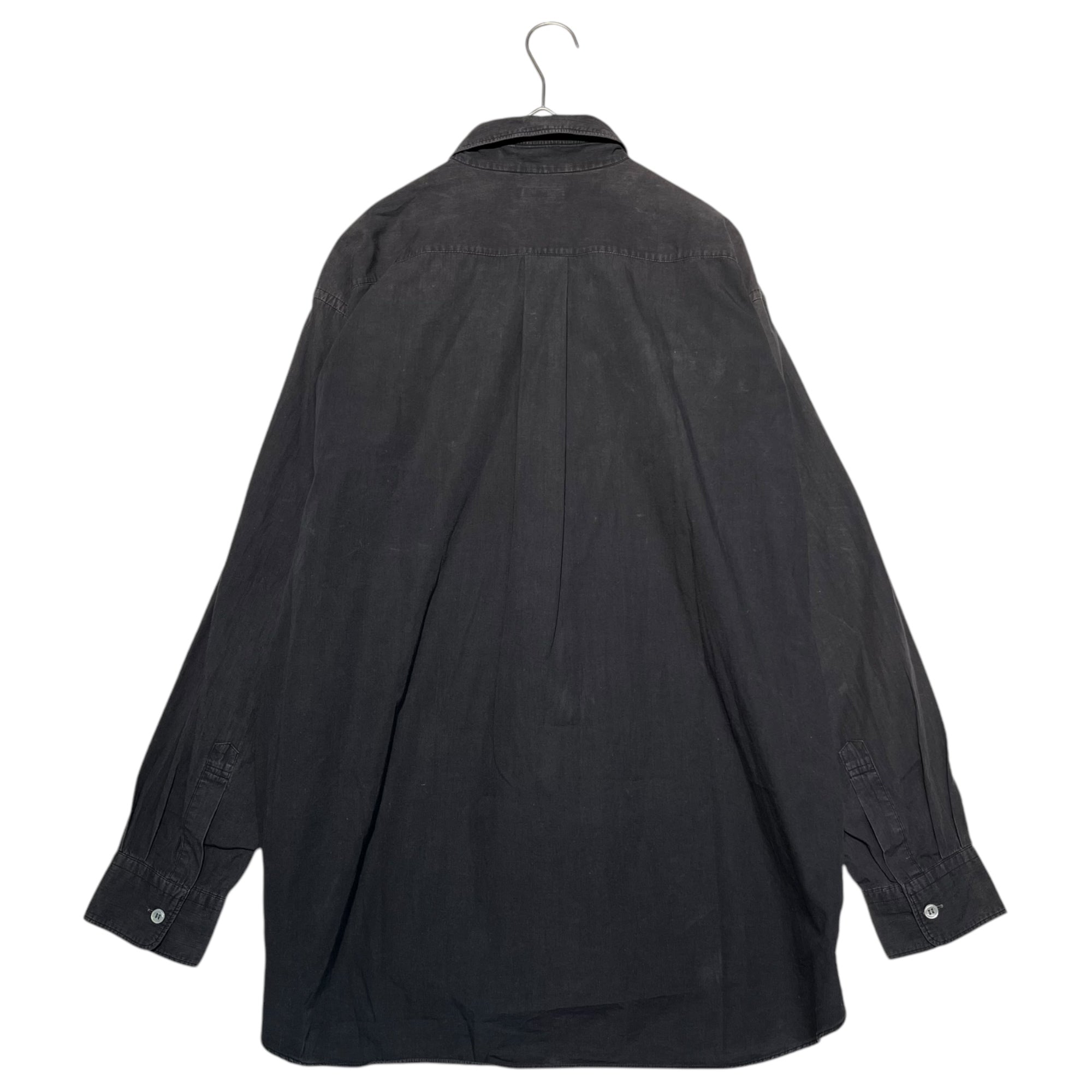 COMME des GARCONS HOMME PLUS(コムデギャルソンオムプリュス) 80's Small collar big silhouette long sleeve shirt スモールカラー ビッグシルエット 長袖 シャツ 80年代 本人期 川久保玲 PB-050370 FREE ブラック AD表記無し(80年代)