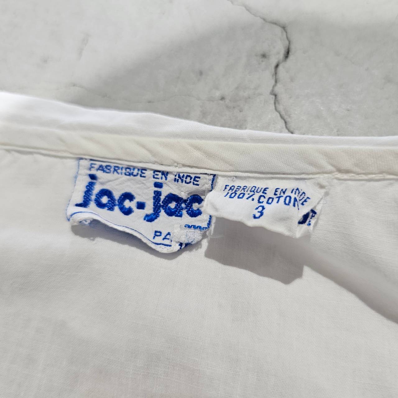 Euro vintage(ヨーロッパヴィンテージ) 70's~embroidered big collar V-neck sleeveless white cotton blouse 大きな刺繍襟のホワイトコットンブラウス ベスト 3(M~L程度) / 微細なシミ有 ホワイト