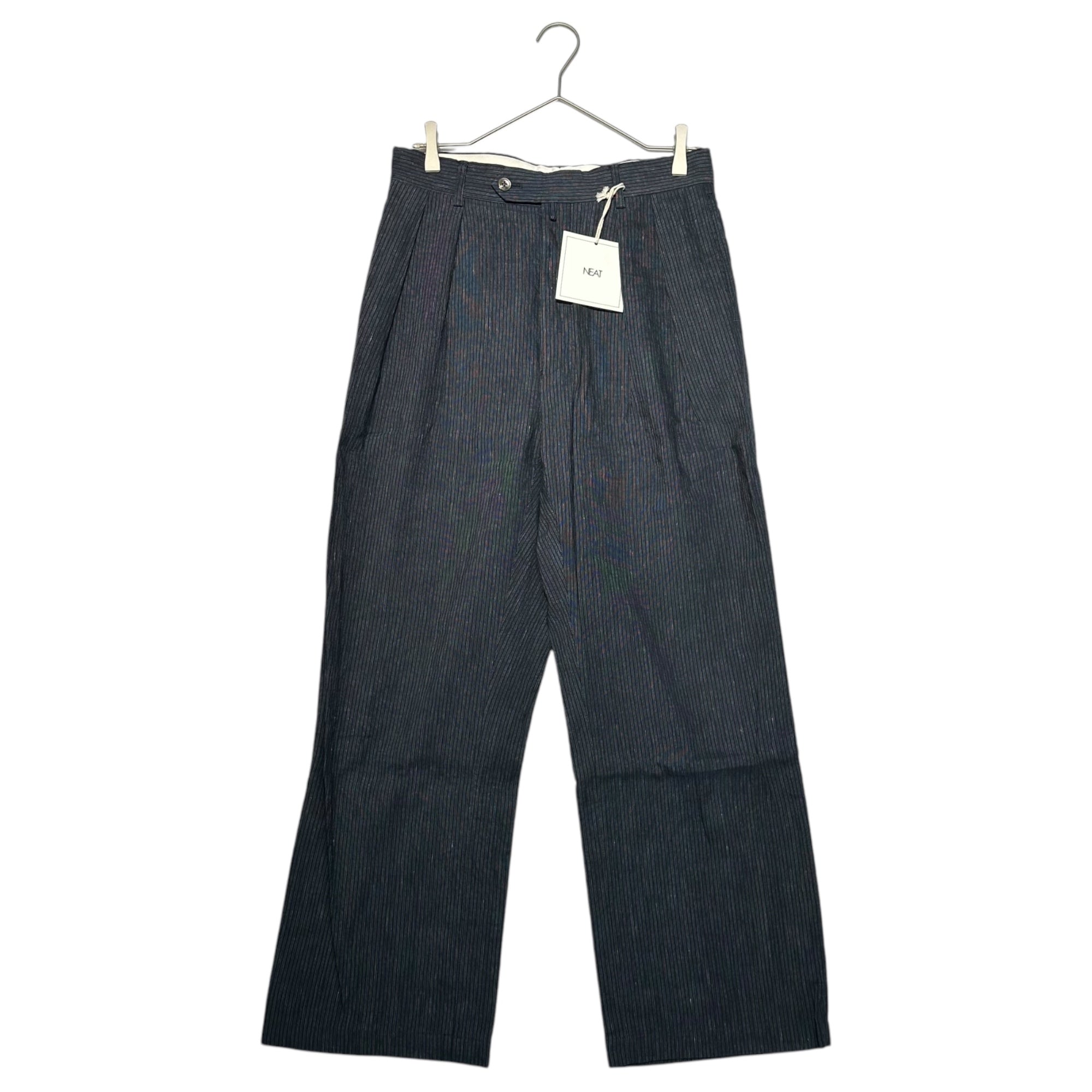 NEAT(ニート) 23SS Lanificio Luigi Ricceri Wide-type1 ストライプ ワイド パンツ 23-01RSW-TI 44 ネイビー スラックス