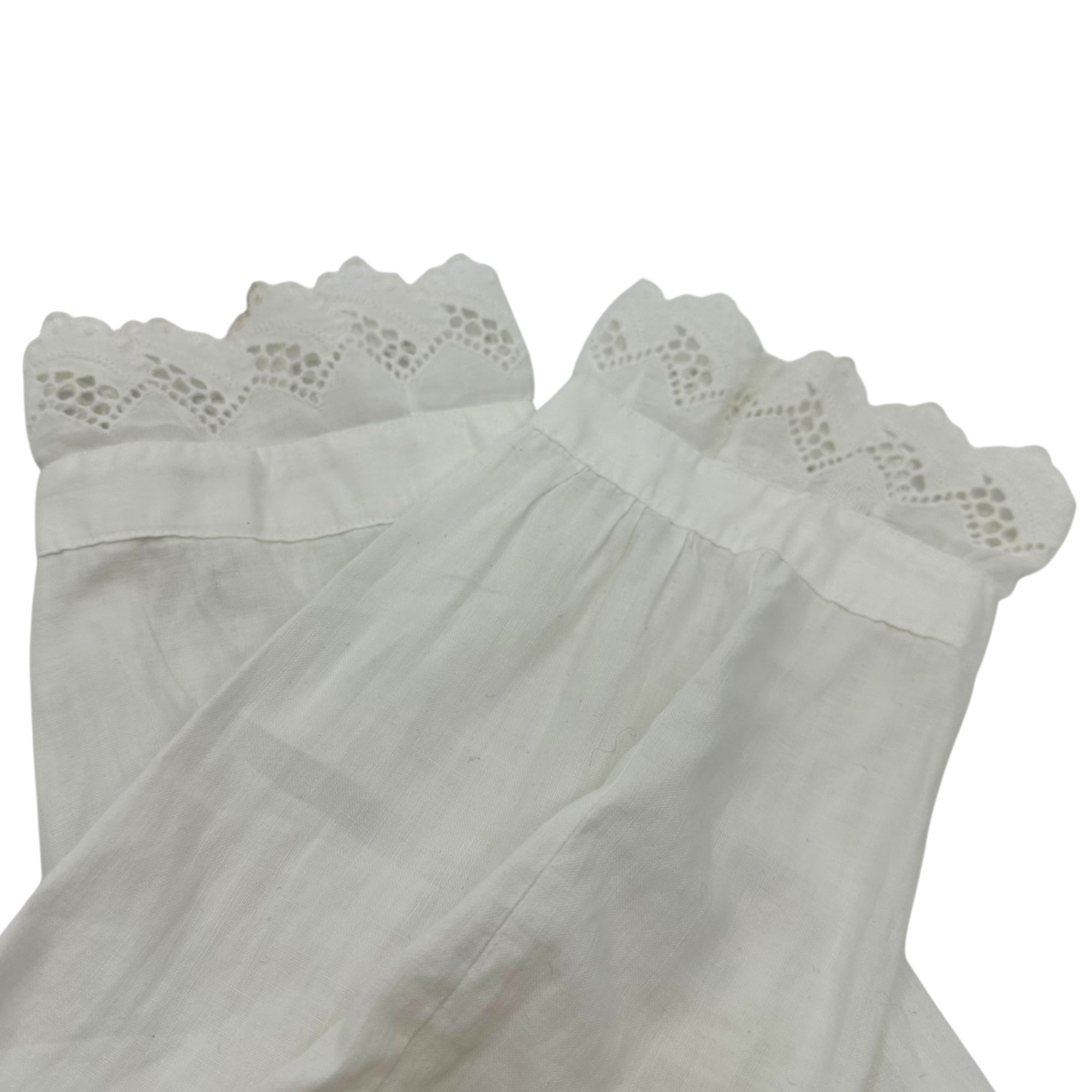 Euro vintage(ヨーロッパヴィンテージ) cuddle_30's~cutwork frill decorated collar white cotton blouse カットワークフリル襟のコットンブラウス Mサイズ程度 ホワイト/染み有