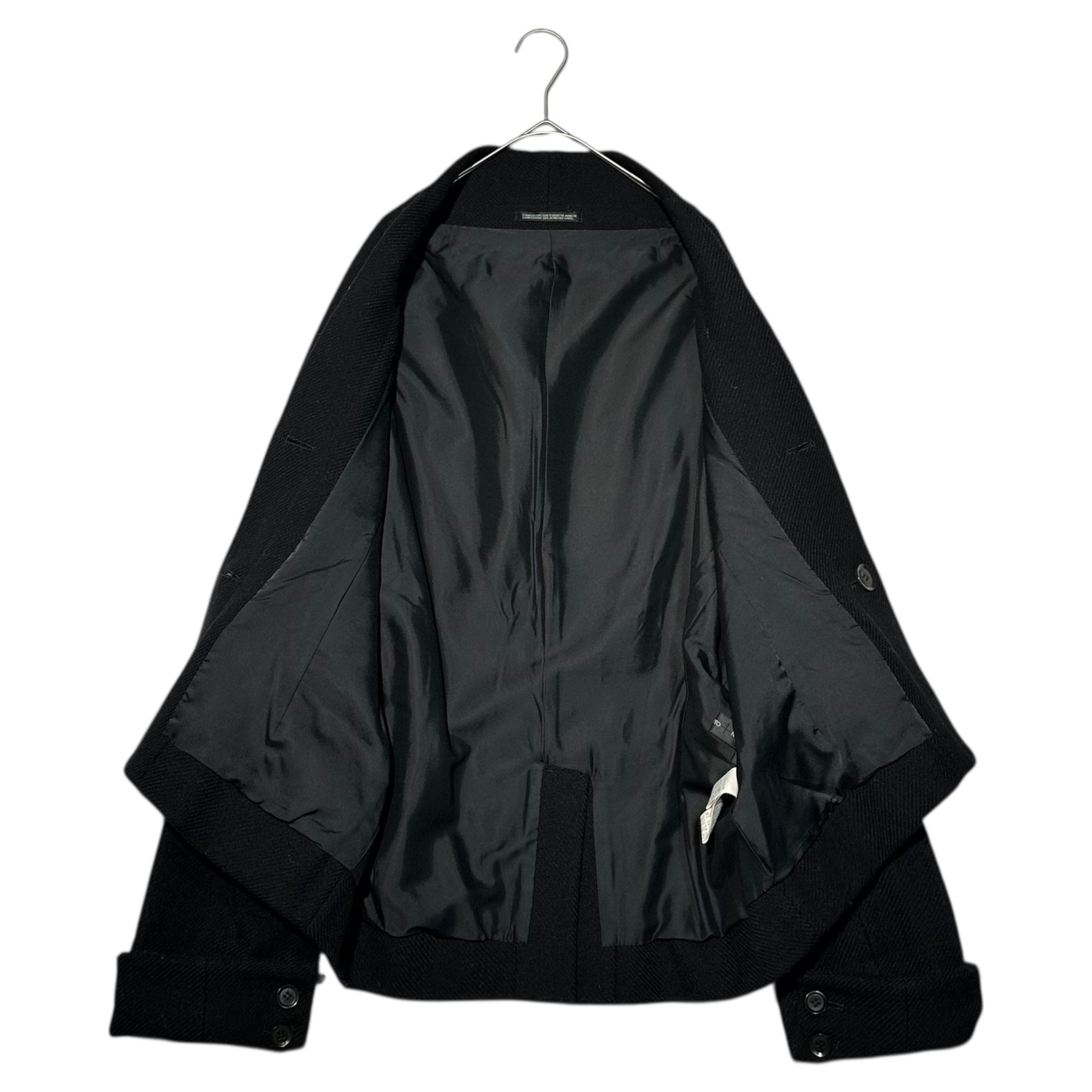 YOHJI YAMAMOTO+NOIR(ヨウジヤマモトプリュスノアール) Kimono-style L/S wool 1B jacket 着物 スタイル 長袖 ウール 1ボタン ジャケット NJ-J11-116 2(M程度) ブラック