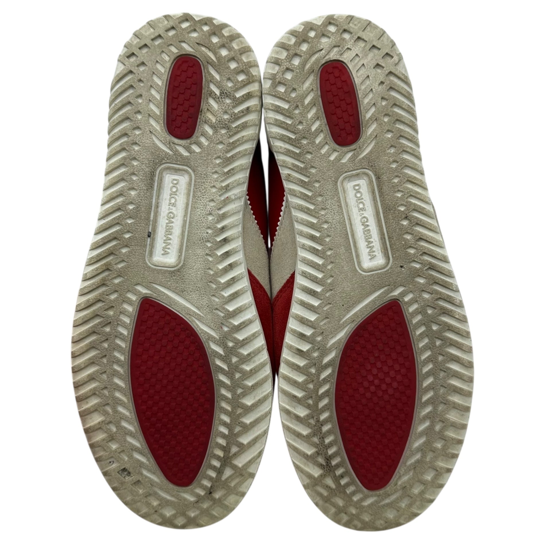 DOLCE&GABBANA(ドルチェ&ガッバーナドルガバ) Suede Leather Low-Cut Sneakers スウェード レザー ローカット スニーカー 7.5(26.5cm程度) レッド×ホワイト