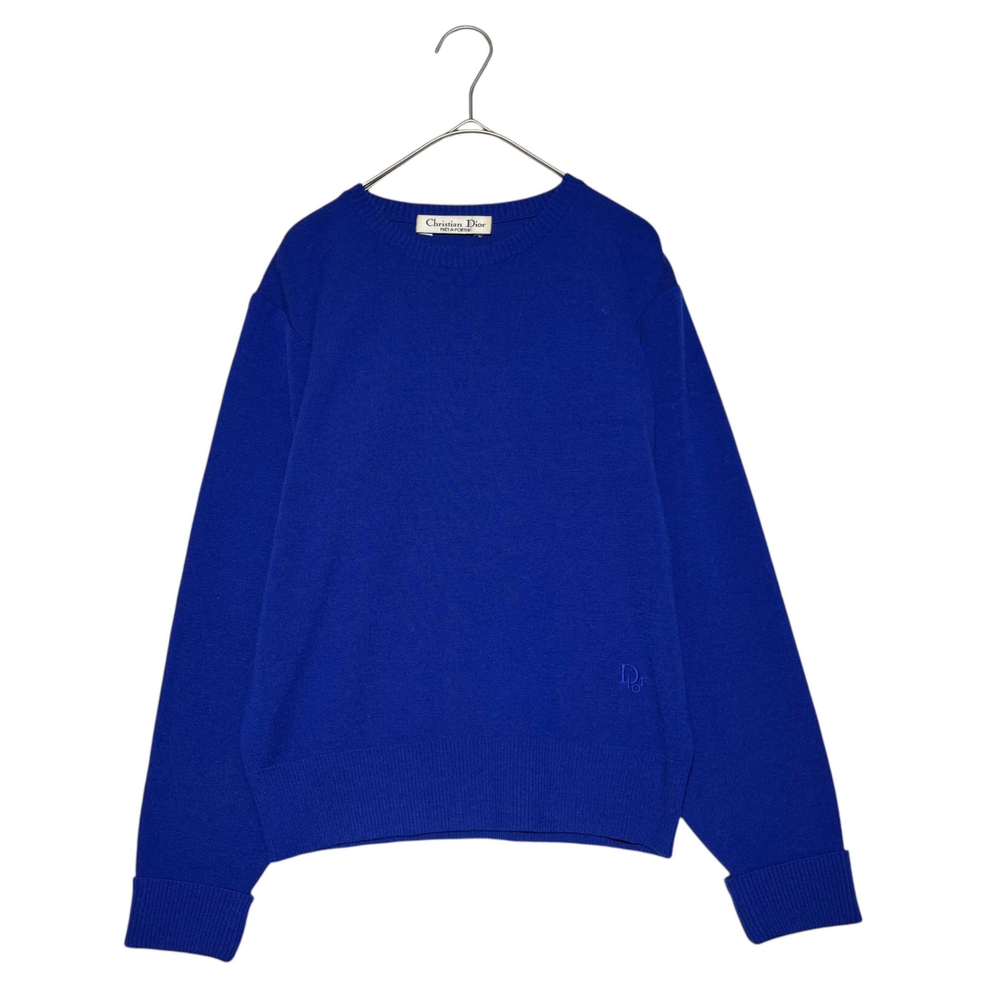 Christian Dior(クリスチャンディオール) 90's~00's Dior Logo embroidery short length wide wool knit ロゴ刺繍 ショート丈 ワイド ウール ニット 0020KW73 表記無し(M程度) ブルー PRET-A-PORTER