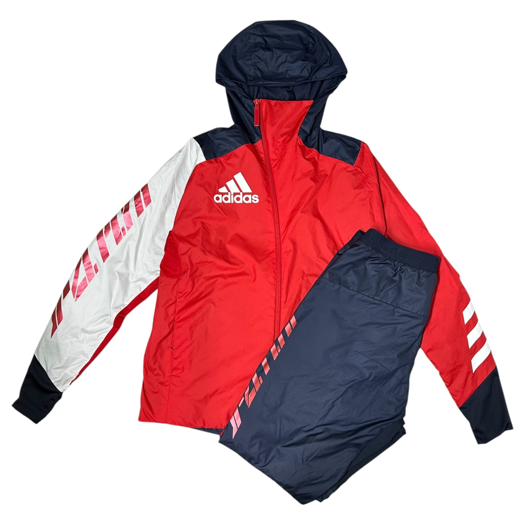 adidas(アディダス) TGP Windbreaker ナイロン ジャージ セットアップ HA4741 M ブラック×ブルー パーカー ジャケット パンツ スポーツウェア