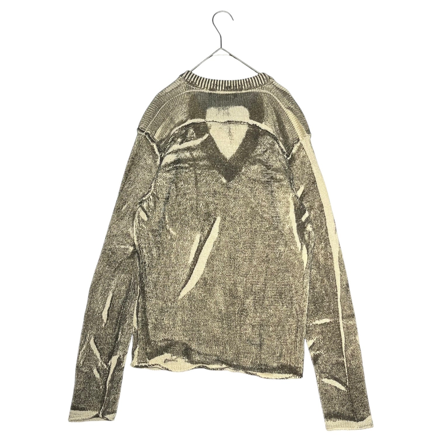 DOLCE&GABBANA(ドルチェ&ガッバーナドルガバ) 00's Painted V-neck cotton knit ペンキ加工 Vネック コットン ニット プルオーバー ZK205 0RS2 46(M程度) アイボリー×ブラック Y2K