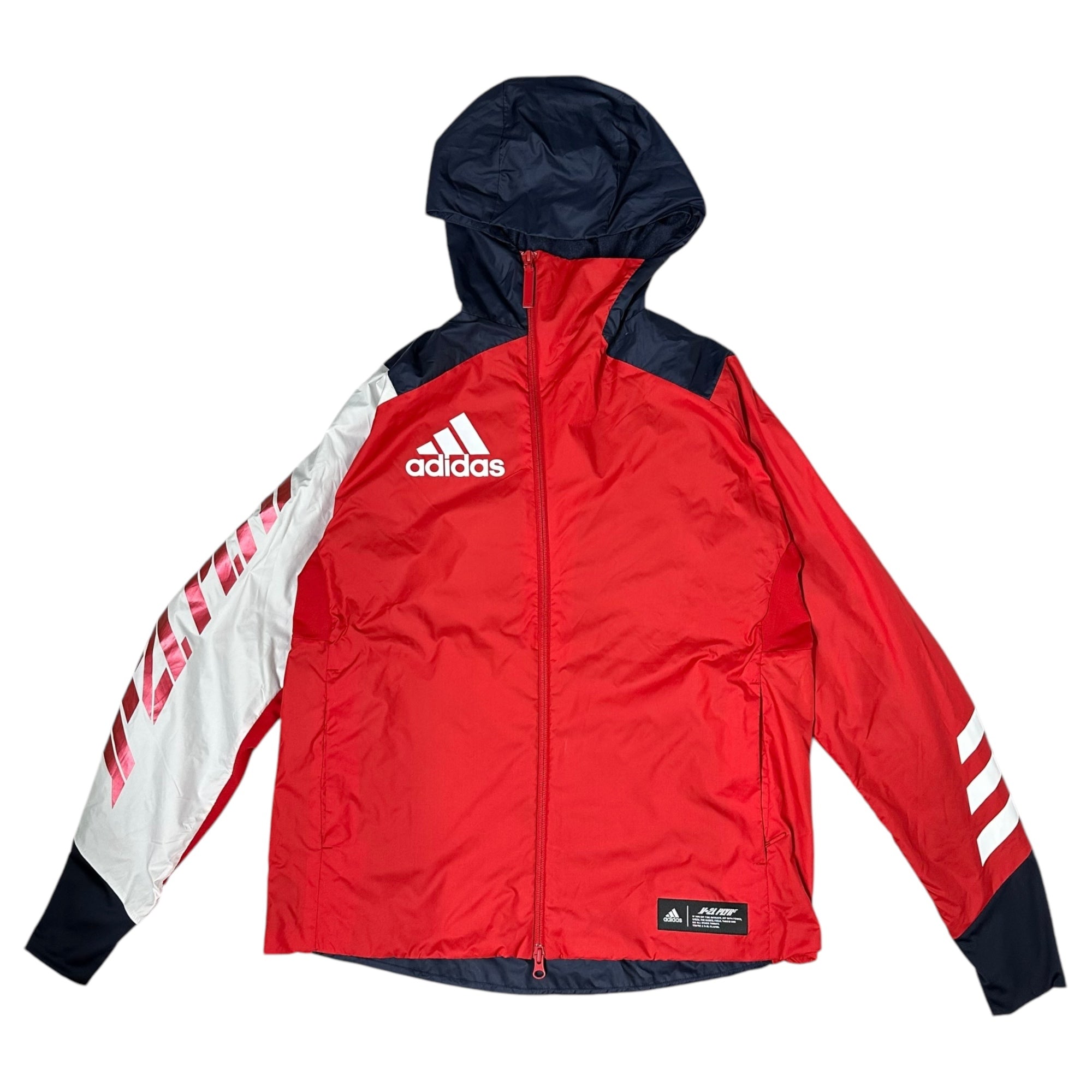 adidas(アディダス) TGP Windbreaker ナイロン ジャージ セットアップ HA4741 M ブラック×ブルー パーカー ジャケット パンツ スポーツウェア