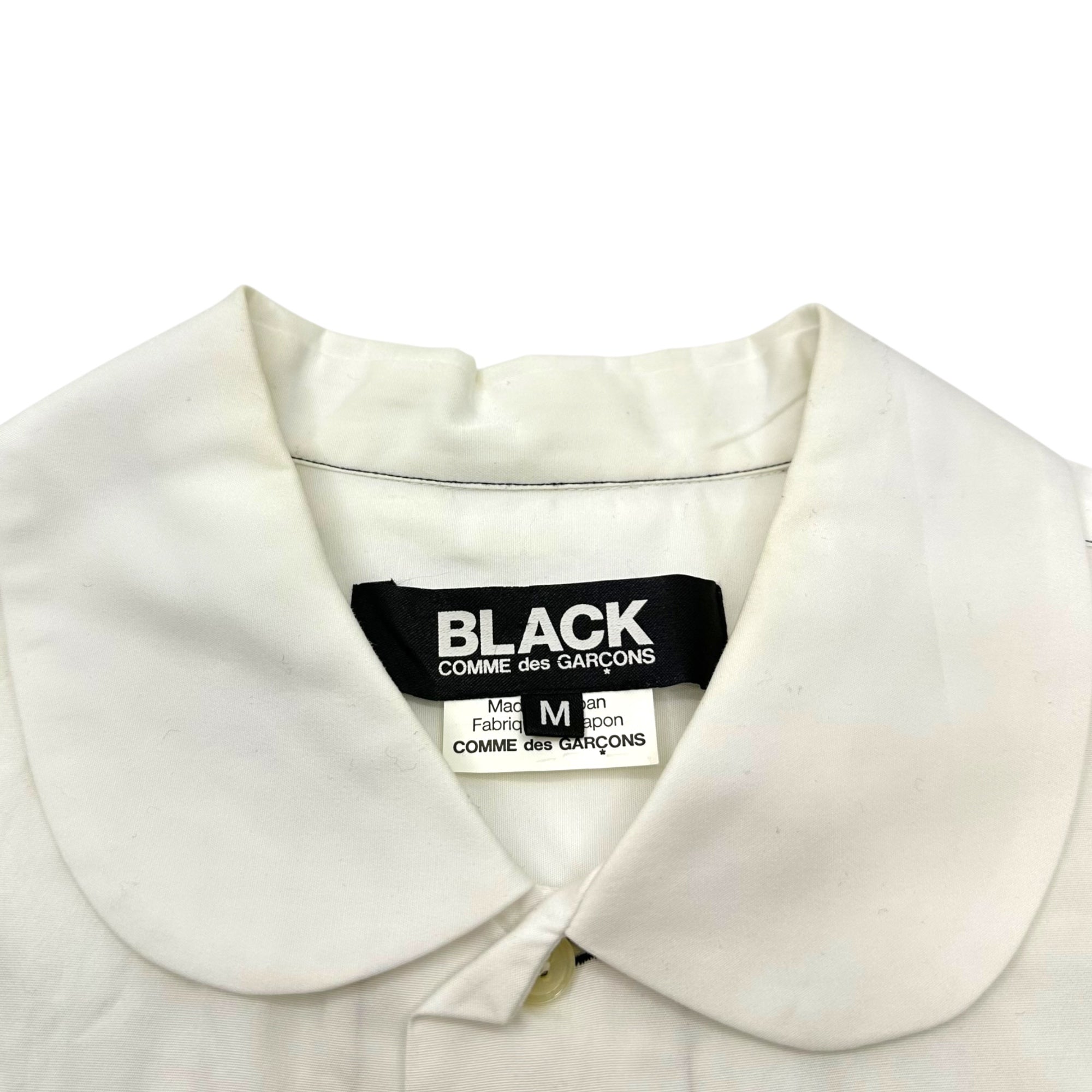 BLACK COMME des GARCONS(ブラックコムデギャルソン) 09SS S/S Stitchwork Shirt ステッチ 半袖 シャツ 1C-B004 M ホワイト×ブラック AD2008