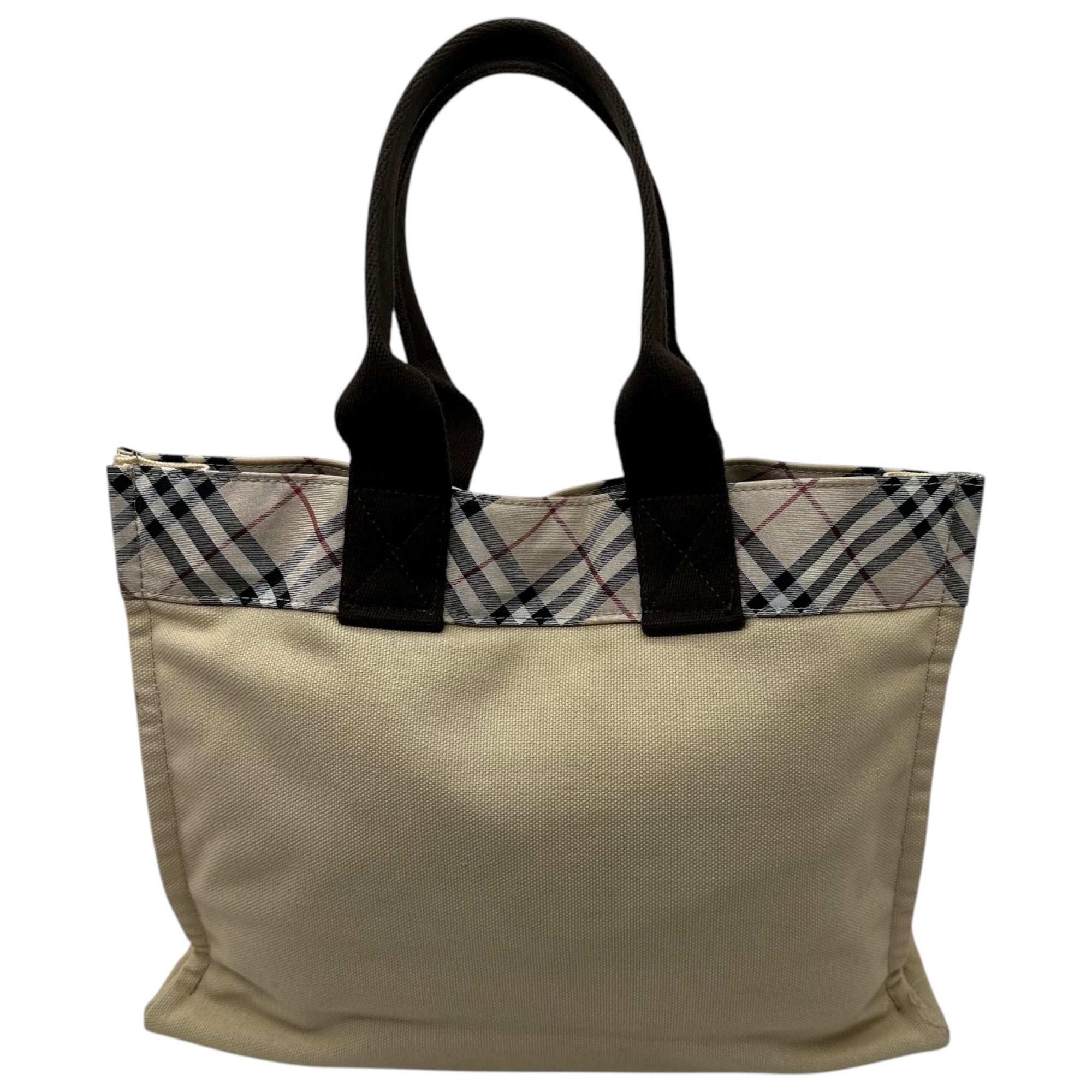 BURBERRY BLUE LABEL(バーバリーブルーレーベル) Canvas Nova Check Mini Tote Bag キャンバス ノバチェック ミニ トート バッグ ZAE29-322-40 アイボリー×ブラウン 三陽商会タグ