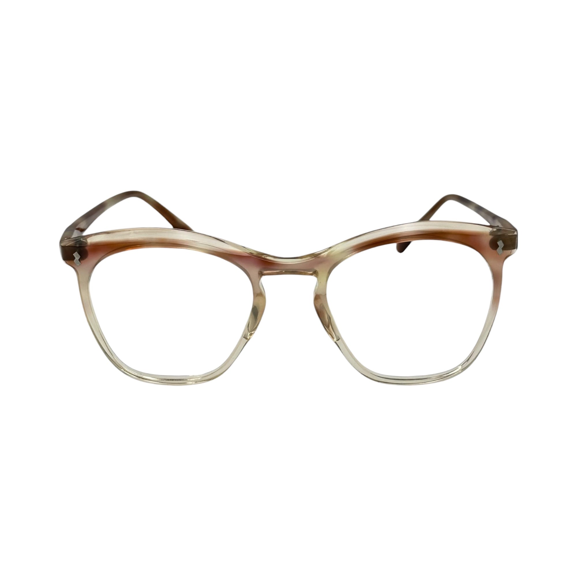 FRENCH VINTAGE(フレンチ ヴィンテージ) 50's Wellington Laminated Handmade Eyeglass and Sunglass Frames 50年代 張り合わせ ハンドメイド 眼鏡 サングラス フレーム アンバー×クリア 赤系 ヴィンテージ 稀少