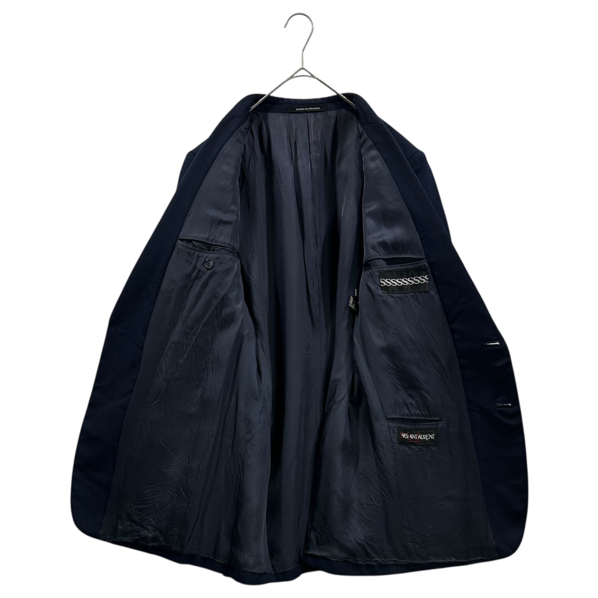 YVES SAINT LAURENT(イヴサンローラン) 70's~80's Logo Gold Button Navy Blazer 本人期 ロゴ 金ボタン 紺 ブレザー 表記無(M程度) ネイビー 70年代~80年代 ヴィンテージ アーカイブ テーラード ジャケット フランス製