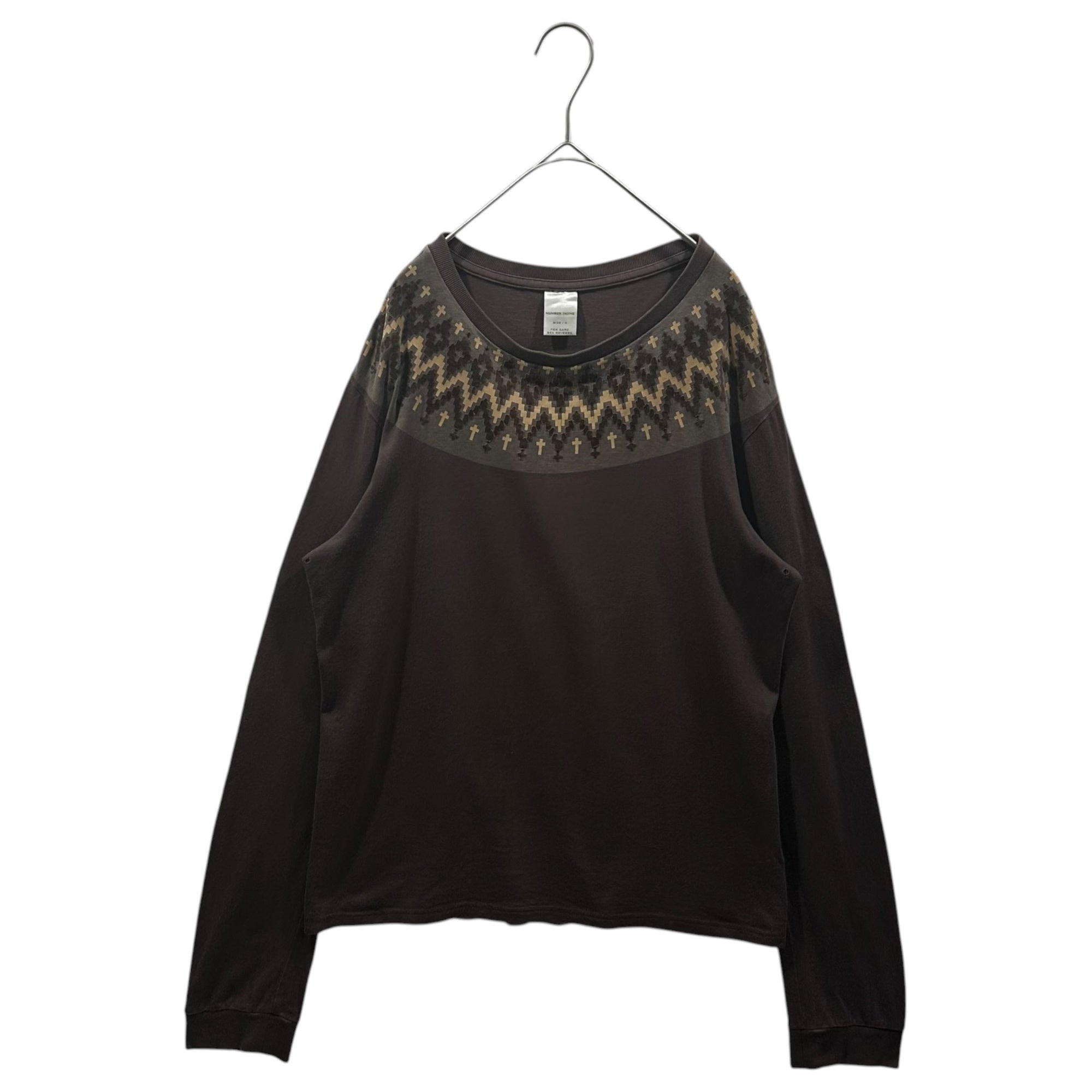 NUMBER (N)INE(ナンバーナイン) 2002AW ”NOWHERE MAN” Nordic L/S Tee ジョージ期 ノルディック 長袖 Tシャツ 4 ブラウン 00's ノーウェアマン