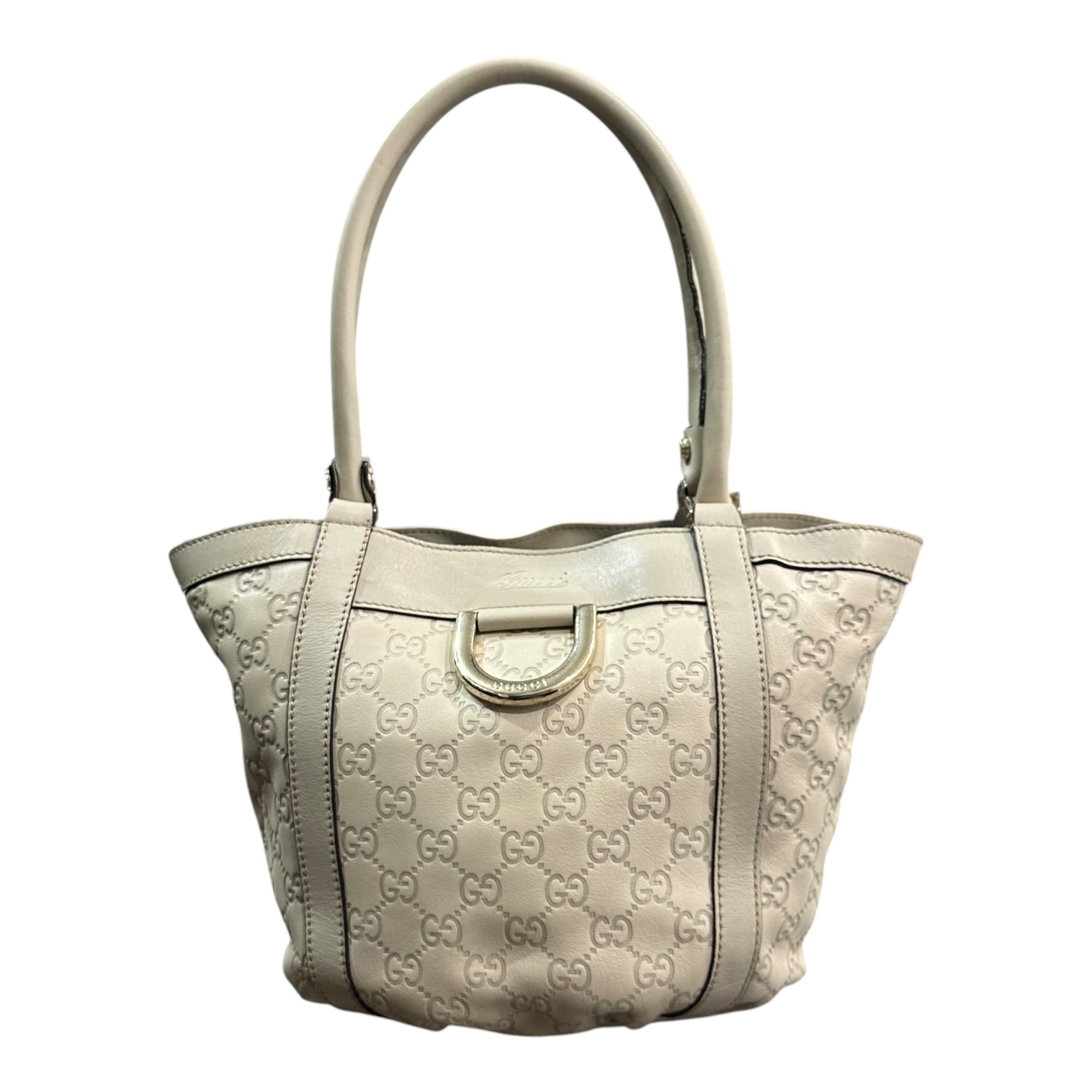 GUCCI(グッチ) Guccissima Abbey Tote グッチシマ アビー レザー トート バッグ 211983 ホワイト ハンド