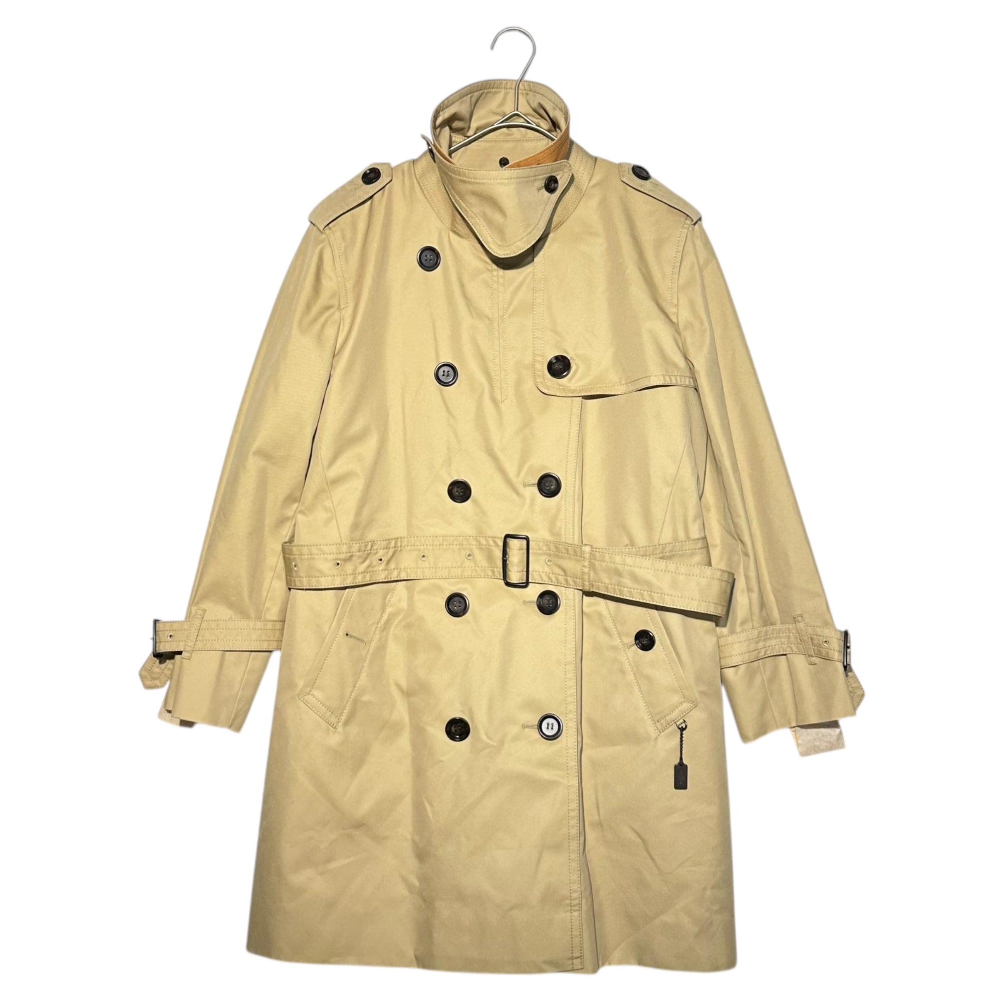 COACH(コーチ) Fur trench coat with liner ライナー付 ラムファー トレンチ コート F76255 L ベージュ チェック