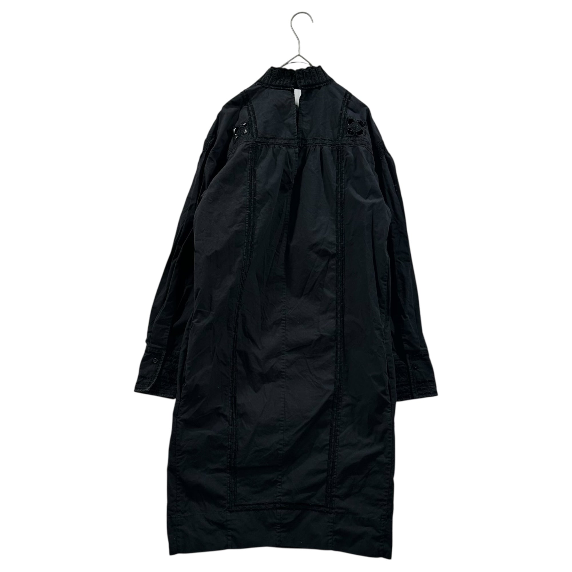 ISABEL MARANT(イザベルマラン) Ethnic Embroidered Stand Collar Cotton Dress エスニック 刺繍 スタンドカラー コットン ワンピース 36(S程度) ブラック サイドポケット