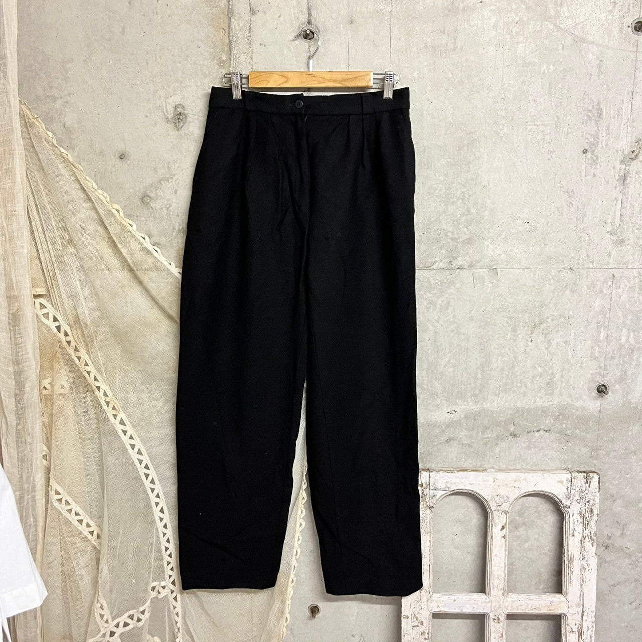 Euro Vintage(ヨーロッパヴィンテージ) the moon_70's wool tapered pants/ウールテーパードパンツ 44(Lサイズ程度) ブラック
