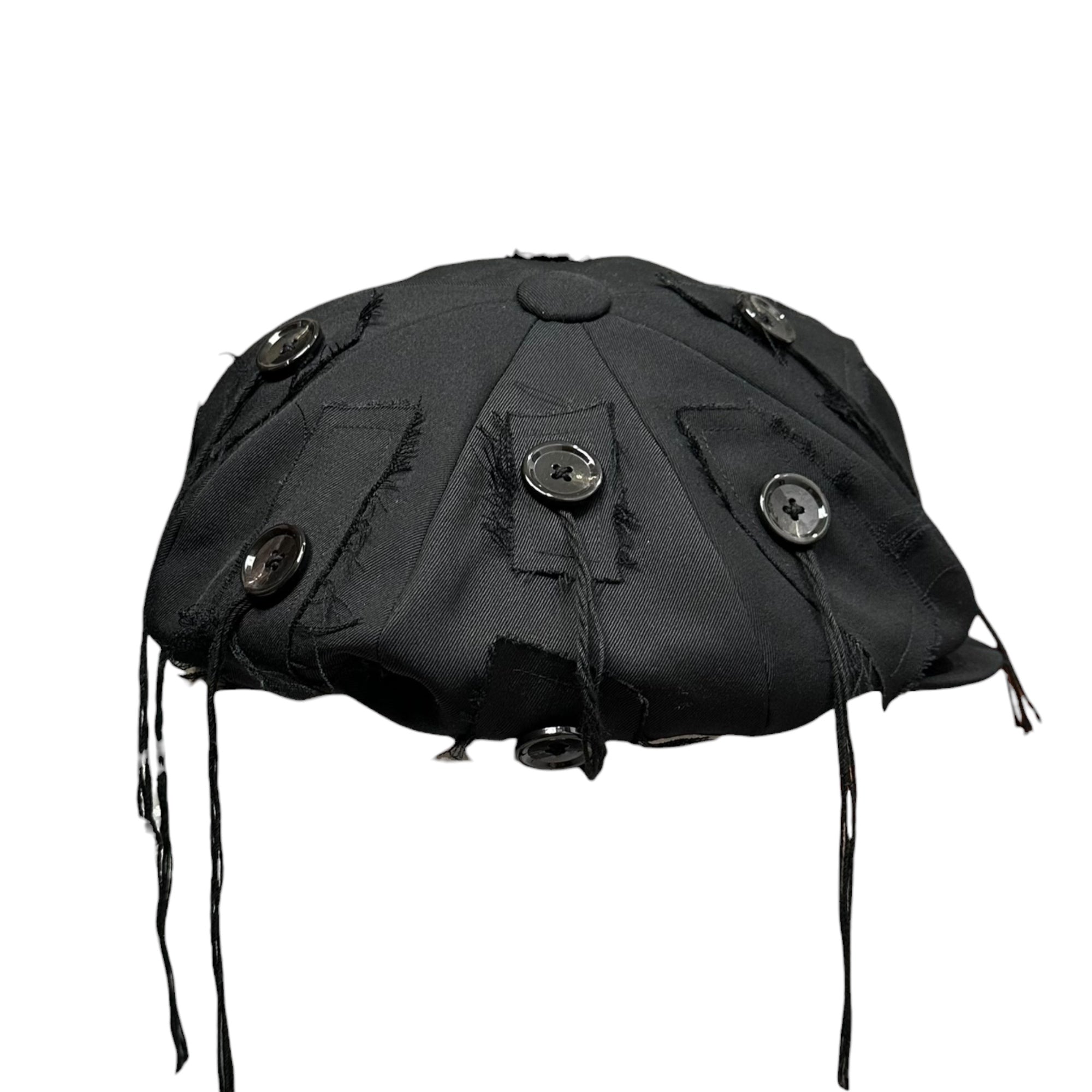 Nemeth(ネメス) Pleated Button-up Big Casquette ヒモ ボタン ビッグ キャスケット 帽子 M ブラック トレーディングミュージアム等取扱