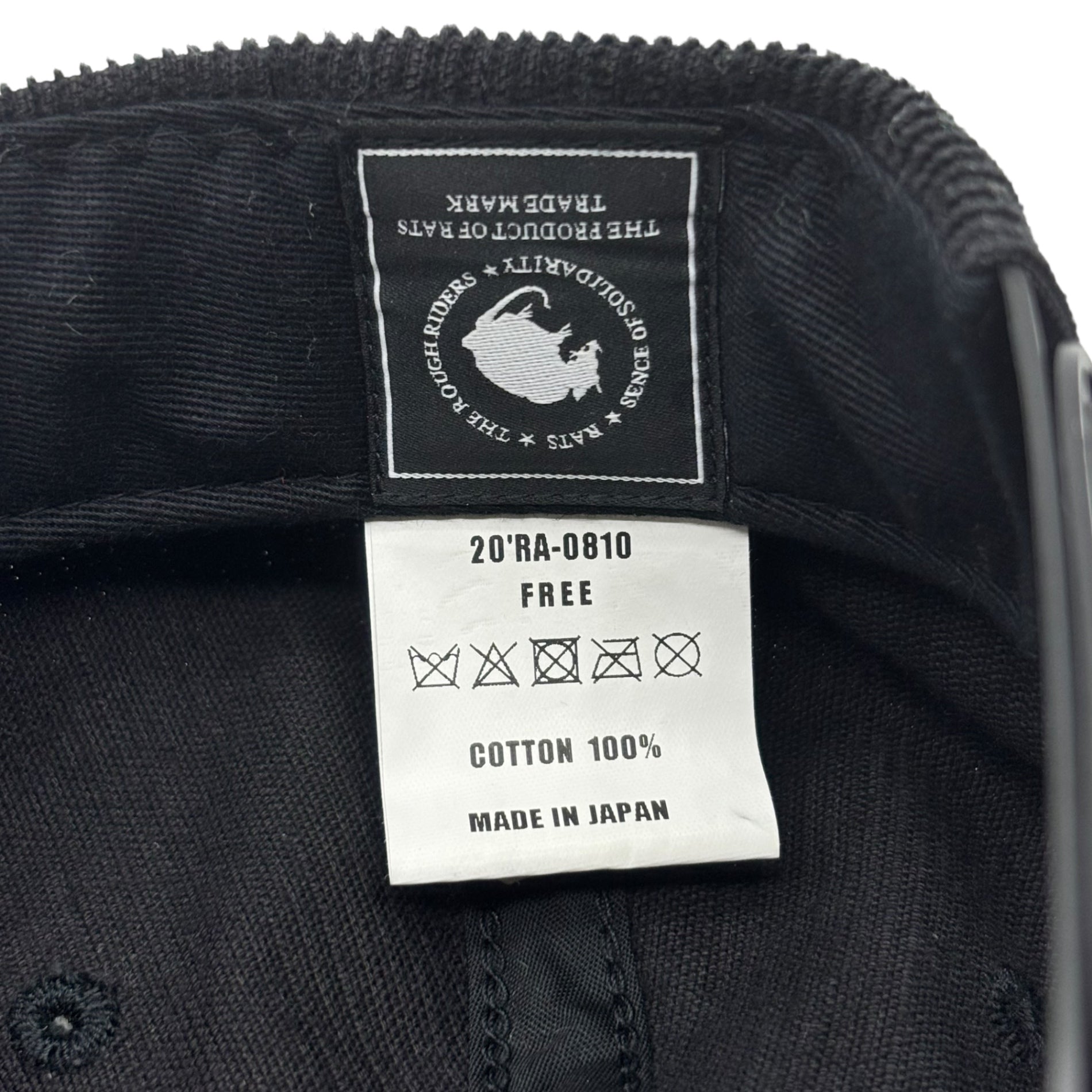 RATS(ラッツ) CORDUROY CAP “WAY OF LIFE” コーデュロイ キャップ ウェイオブライフ 20'RA-0810 FREE ブラック