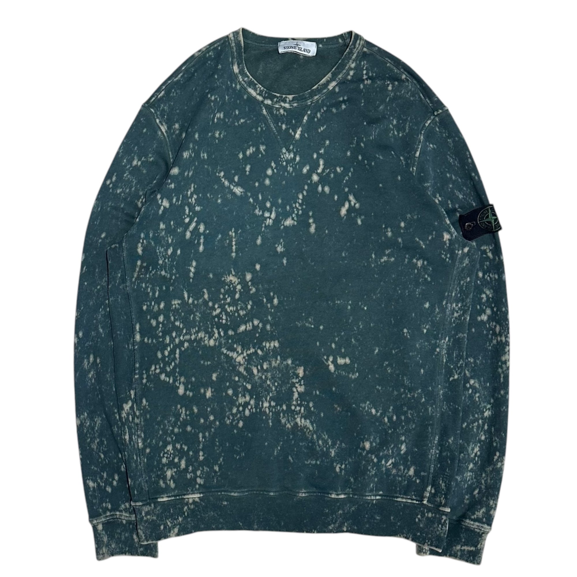 STONE ISLAND(ストーンアイランド) 2022SS Off-Dye Treatment Crewneck Sweatshirt オフダイ トリートメント クルーネック スウェットシャツ 761561538 XL ブルーグリーン