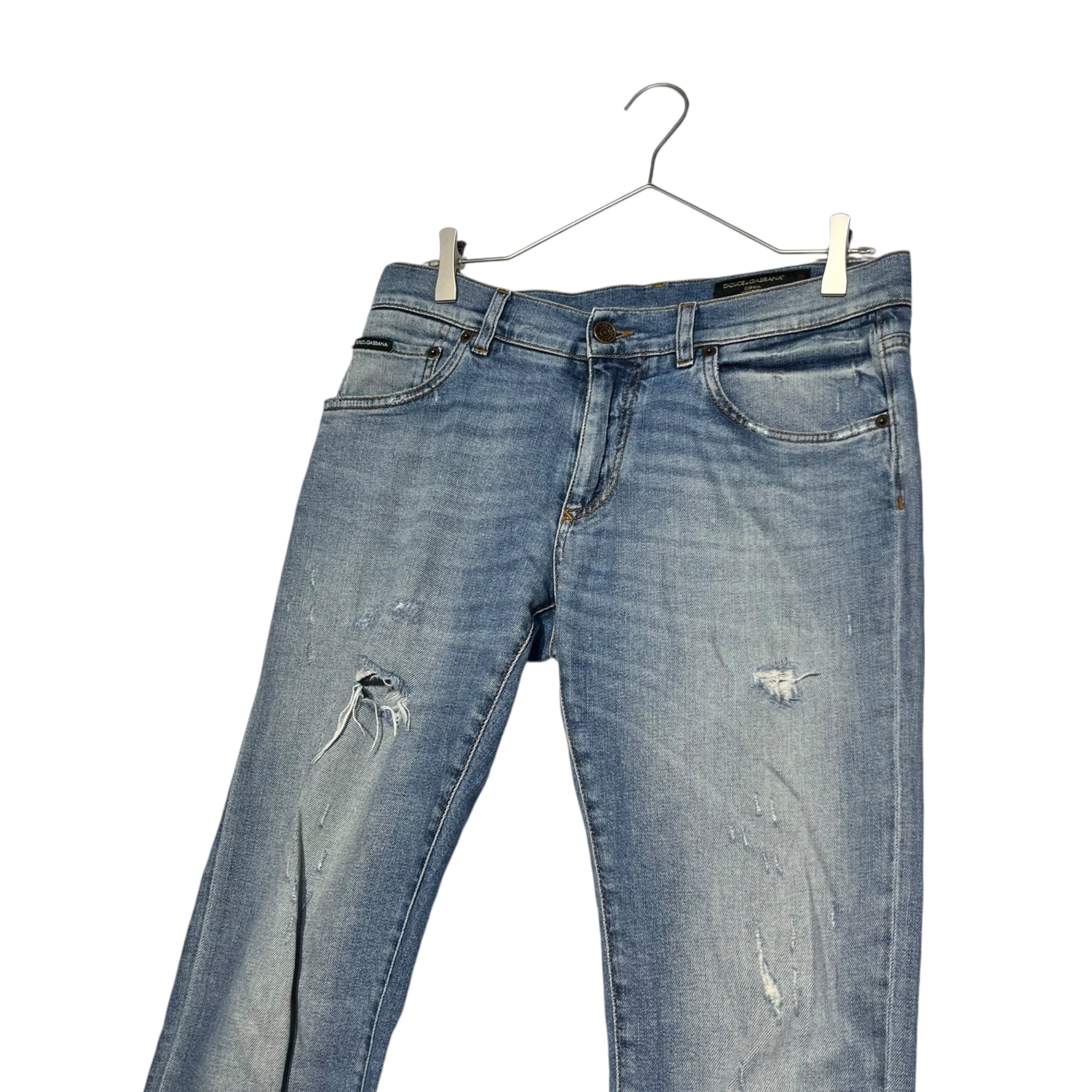 DOLCE&GABBANA(ドルチェ&ガッバーナドルガバ) Distressed skinny denim pants ダメージ加工 スキニー デニム パンツ GY07LD G8X98 48(L程度) ライトインディゴ