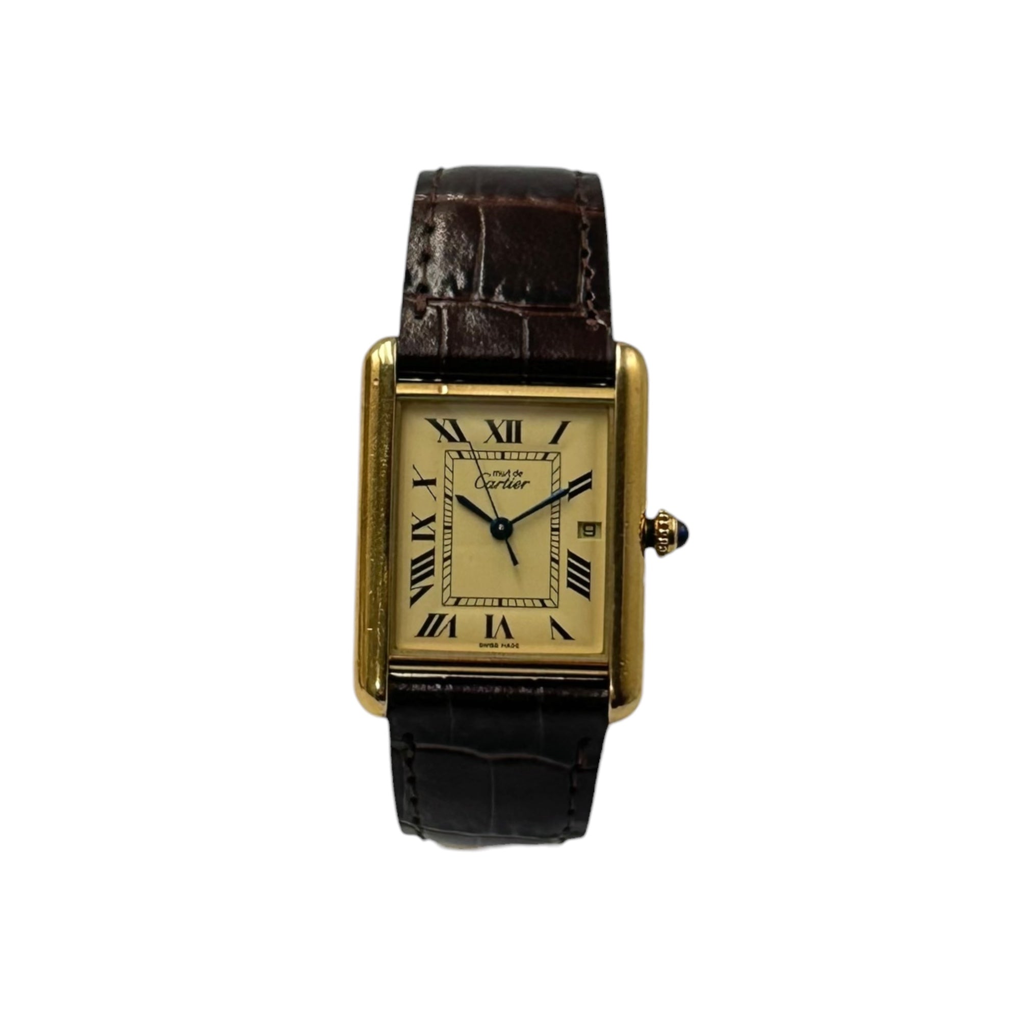 Cartier(カルティエ) 2001's~2002's Must Tank GM Ivory Roman Dial マストタンク クオーツ 腕時計 Ref. 2413 GM(XL) ゴールド 稀少サイズ メンズ着用可 クオーツ