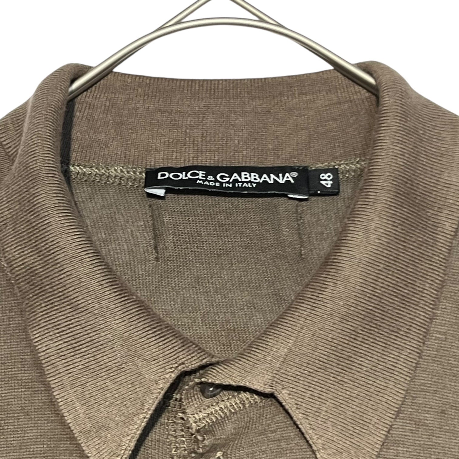 DOLCE&GABBANA(ドルチェ&ガッバーナドルガバ) Inside-out layered polo shirt インサイドアウト レイヤード ポロシャツ G8AA7G 48(M程度) カーキ