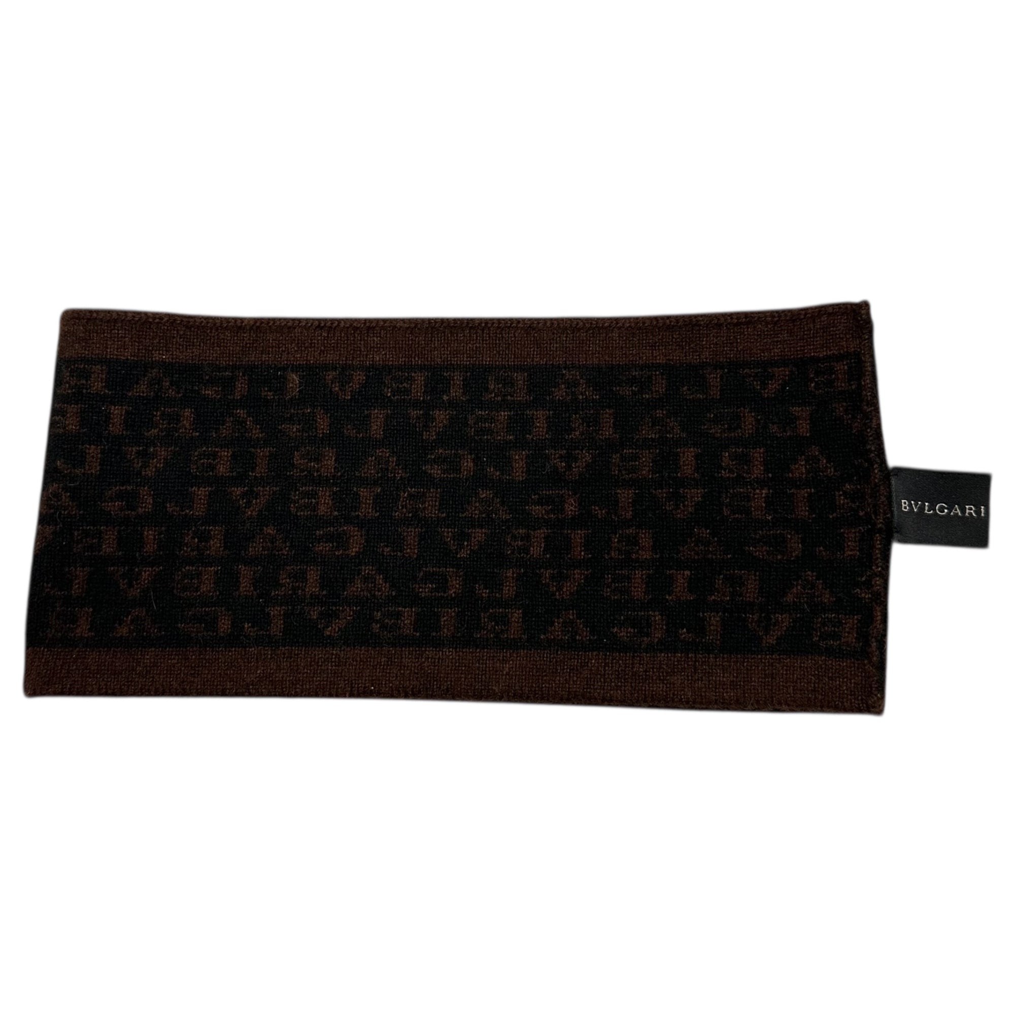 BVLGARI(ブルガリ) Logo All-Over Cashmere Neck Warmer ロゴ 総柄 カシミア ネックウォーマー ブラウン×ブラック