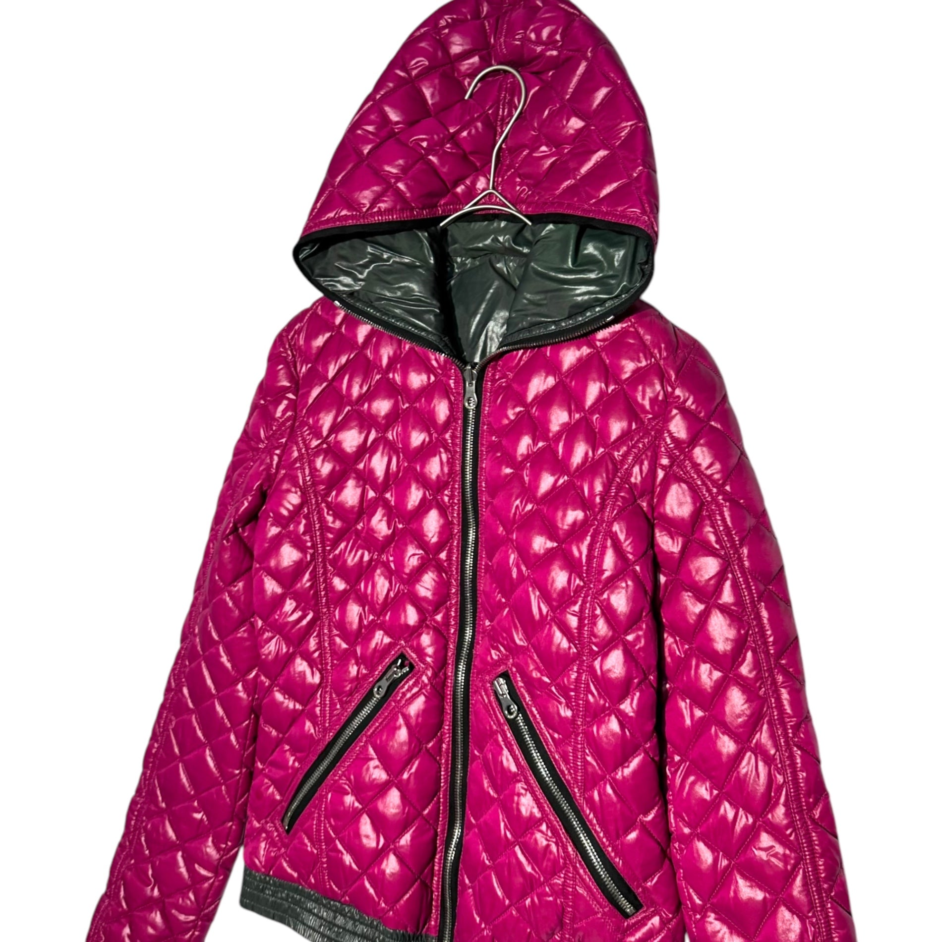 DUVETICA(デュベティカ) ACTE quilted hooded down jacket キルティング フーデッド ダウン ジャケット D.1130.00-1035R 38(実寸XS程度) ピンク×グレー リバーシブル着用可