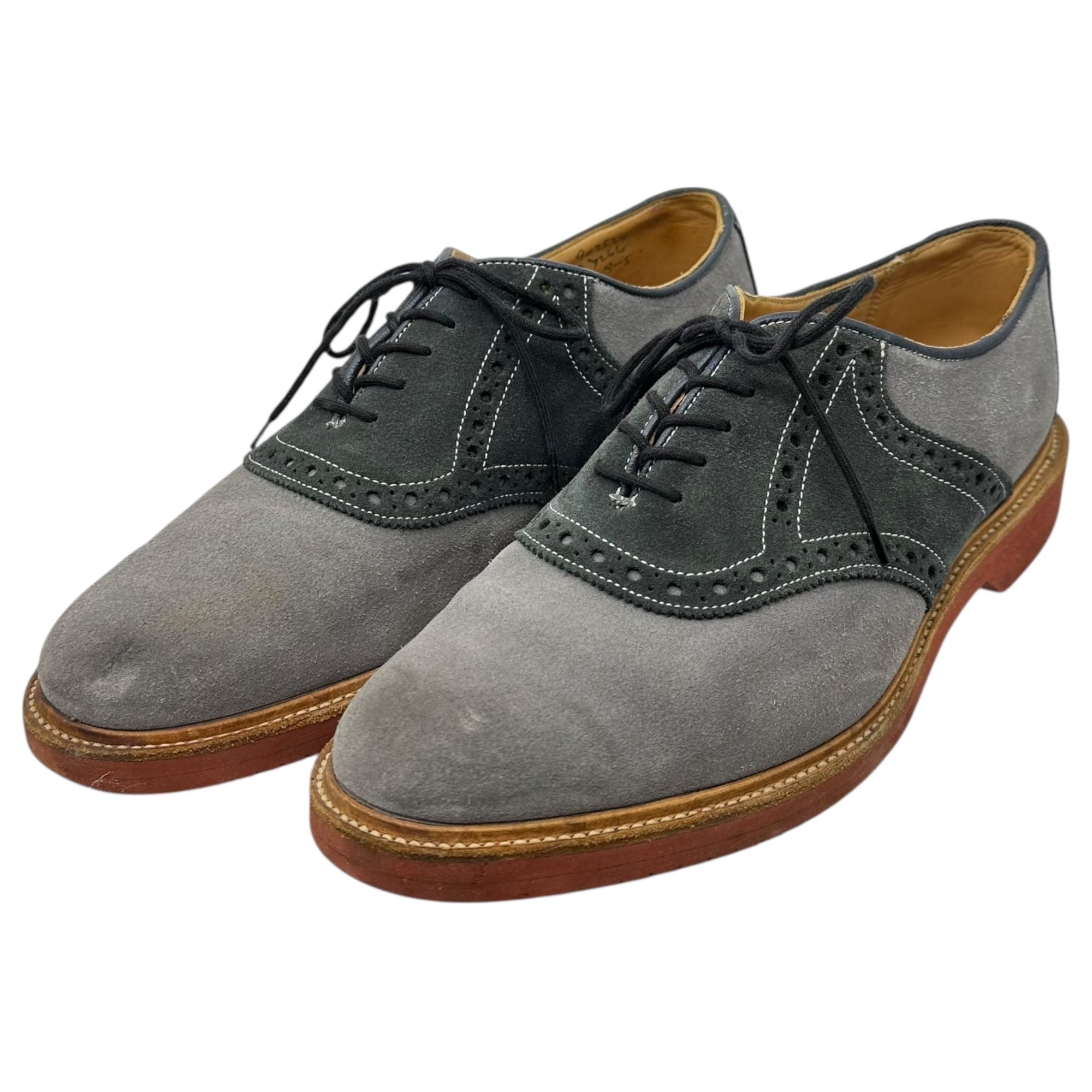 Tricker's(トリッカーズ) Two Tone Saddle Oxford ツートン スウェード メダリオン サドル シューズ 9(27.5cm程度) グレー×ネイビー オックスフォード レザー