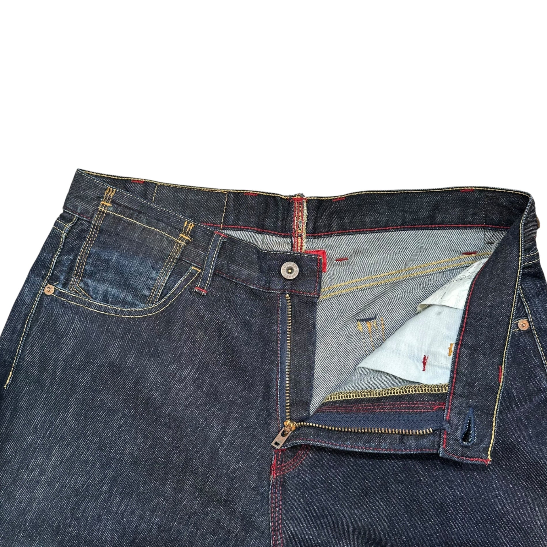COMME des GARCONS JUNYA WATANABE MAN×Levi's(コムデギャルソンジュンヤワタナベマン×リーバイス) 08AW 503 W-Name Cotton Cinch back Denim Pants Wネーム 綿 シンチバック デニム パンツ WB-P202 S インディゴ AD2008
