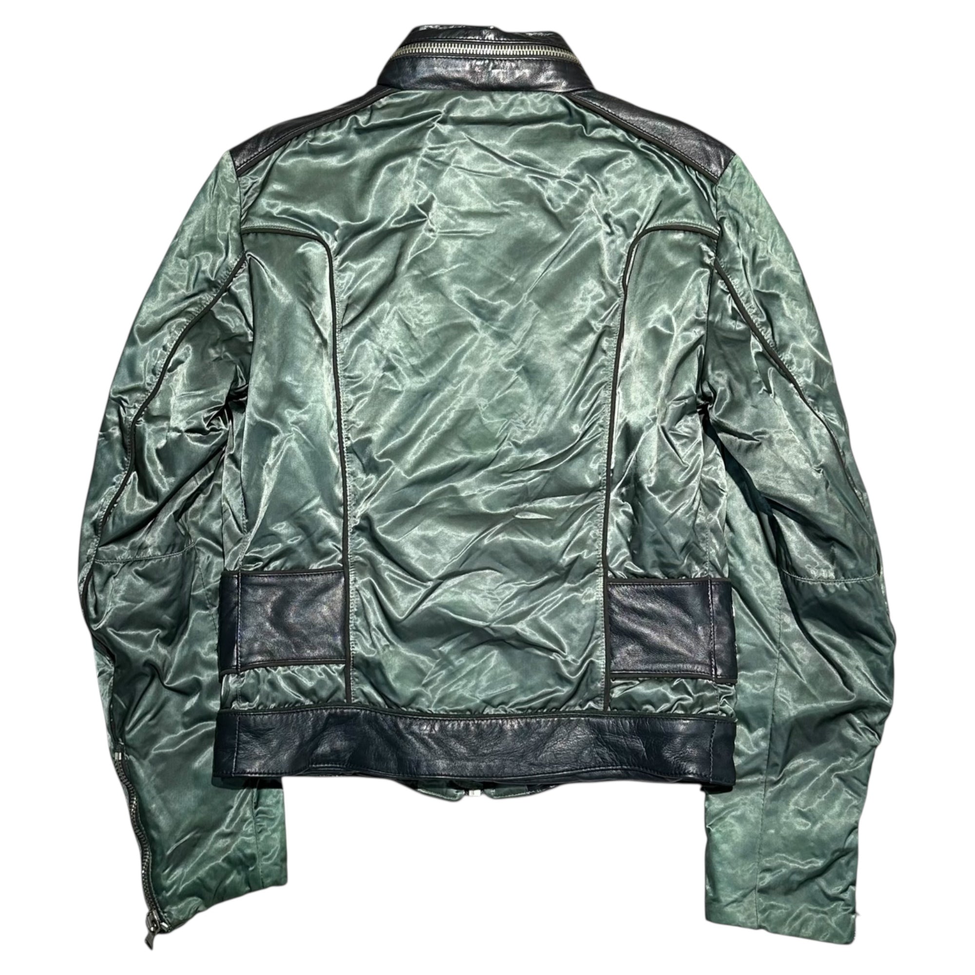 D&G(ディー&ジードルガバドルチェ&ガッバーナ) 07AW Archive Military Lamb Leather Nylon Jacket アーカイブ ミリタリー ラムレザー ナイロン ジャケット RB0066/TNMCY 46(S~M程度) グリーン×ブラック 2007 00's 中綿