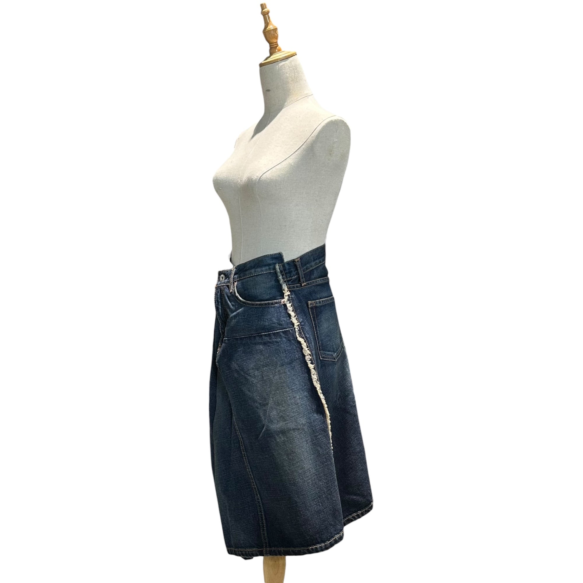 COMME des GARCONS JUNYA WATANABE(コムデギャルソンジュンヤワタナベ) 11SS Asymmetrical Design Denim Skirt アシンメトリー デザイン デニム スカート JZ-S201 L インディゴ AD2010 USED加工