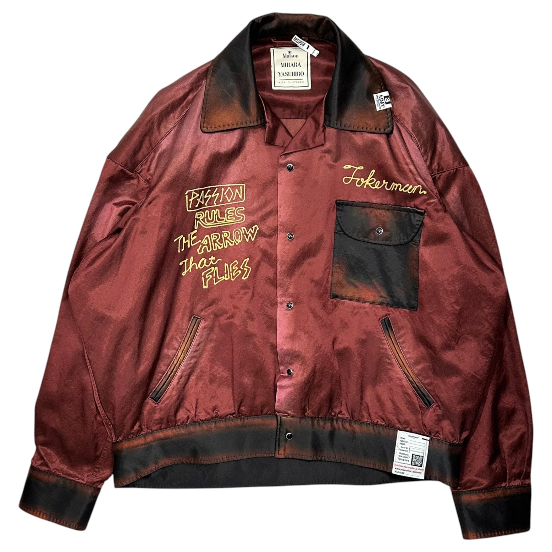 Maison MIHARA YASUHIRO(メゾンミハラヤスヒロ) 23AW CAR CLUB JACKET サテン カークラブ ジャケット J11BL062 46 ボルドー