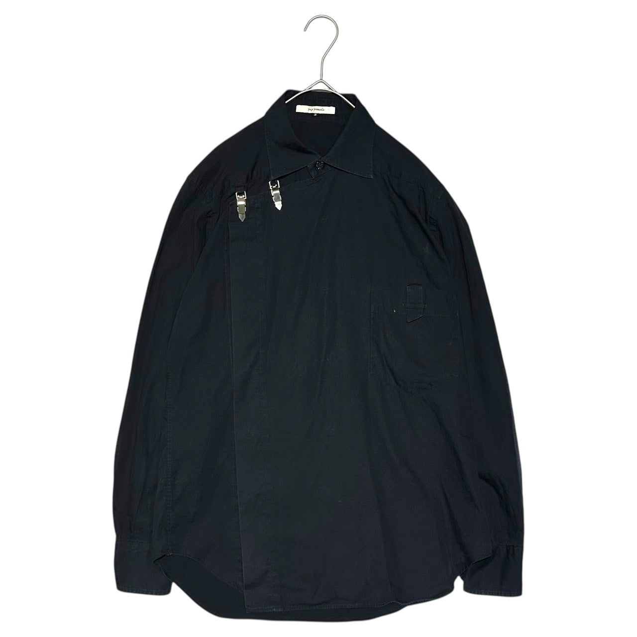 yuji yamada(ユージヤマダ) 90's Front hook design long sleeve shirt 90年代 フロント フック デザイン 長袖 シャツ ブラック