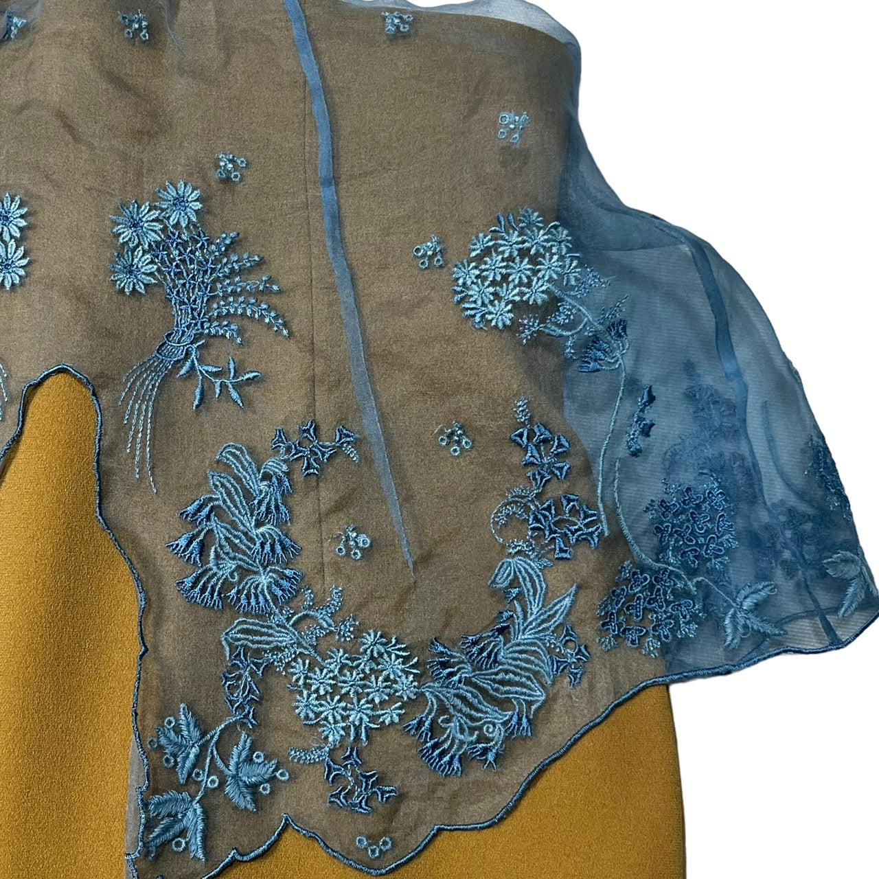 mame kurogouchi(マメクロゴウチ) 18SS LacePeplum Skirt フラワー シルク レース ロング タイト スカート MM18SS-SK001 1(S程度) ブラウン